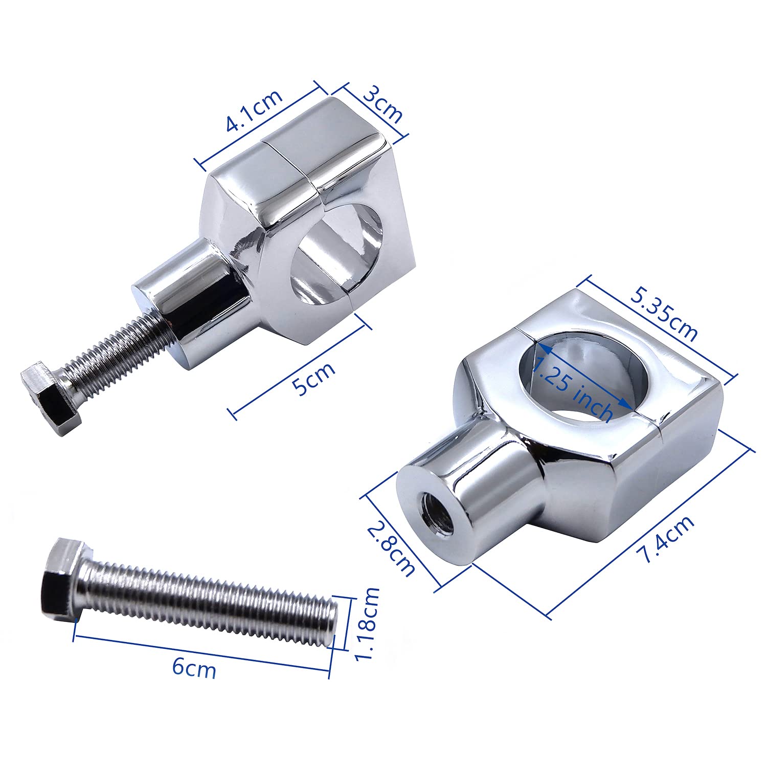 HongK Chrome 1.25" Motorcycle Handlebar Riser Clamp - 31.25mm, Aluminum, Compatible with H-D Cruisers & Choppers