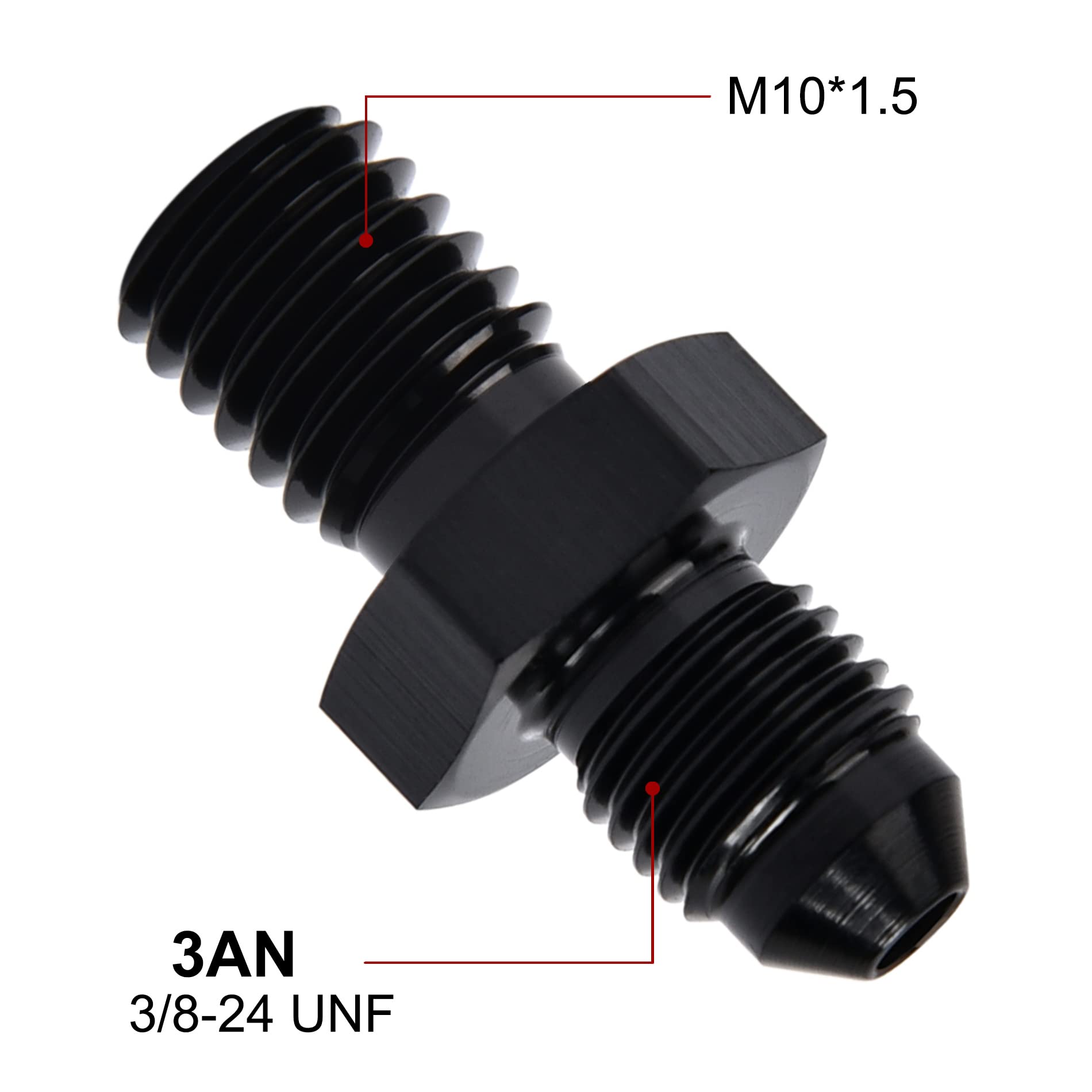 Evil Energy 3An Male Flare To M10 X 1.5Mm Male Metric Fitting Adapter Aluminium Alloy 2Pcs