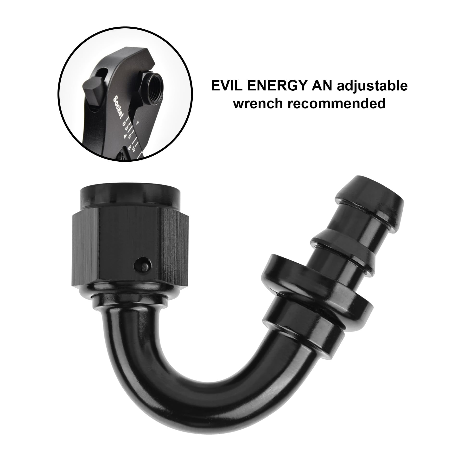 Evil Energy 10An 150 Degree Push Lock Hose Fitting End Black