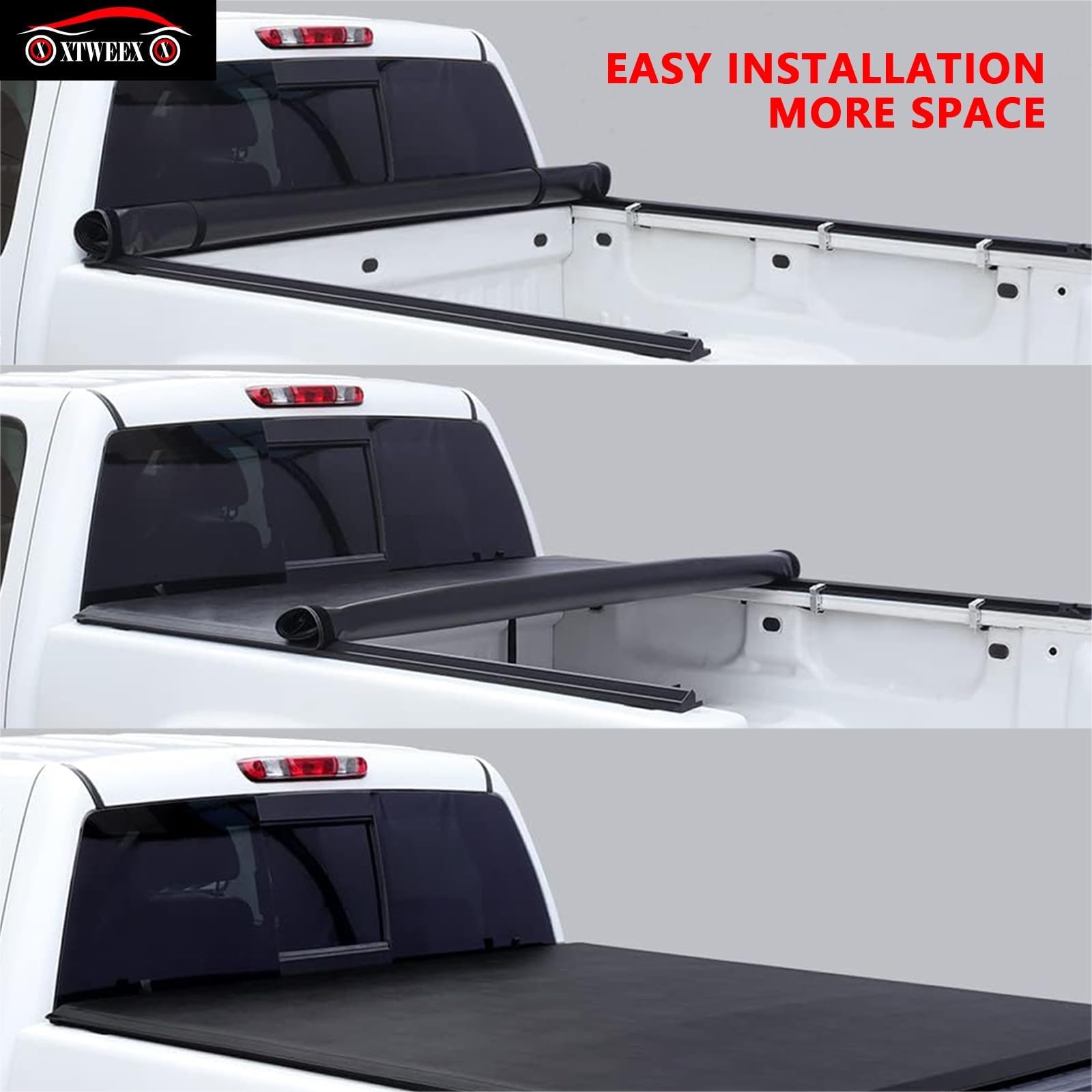 XTWEEX Soft Roll Up Truck Bed Tonneau Cover Fits 2022-2025 Toyota Tundra 5.5FT Bed(Excludes Trail Special Edition Storage Boxes)