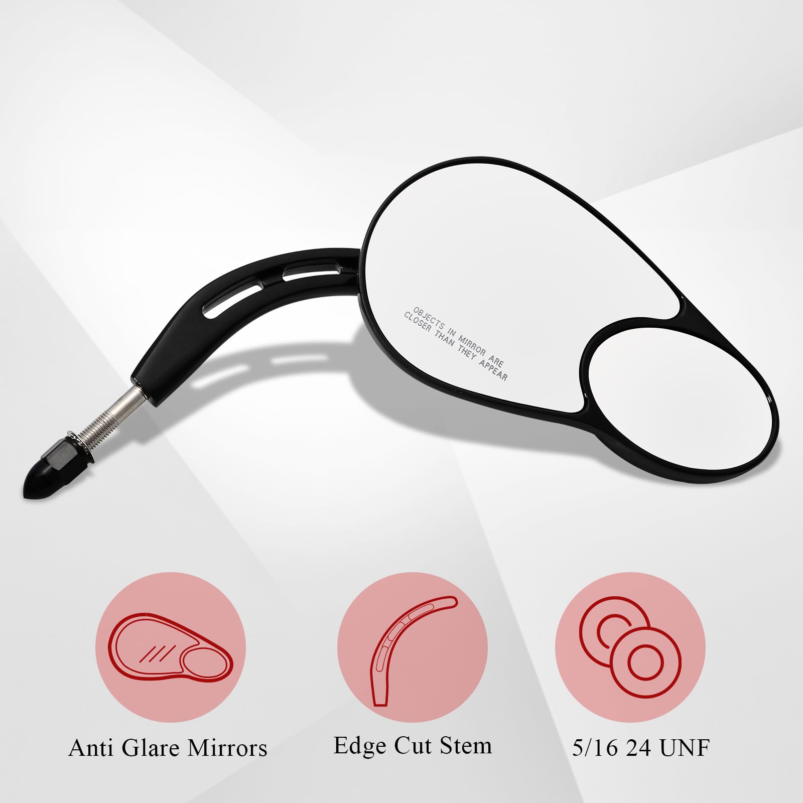 WOWTK Split Vision Rearview Mirrors for Harley 1982-2024, Black, Fits Most Models, Iron, Model TK-G-0099-B