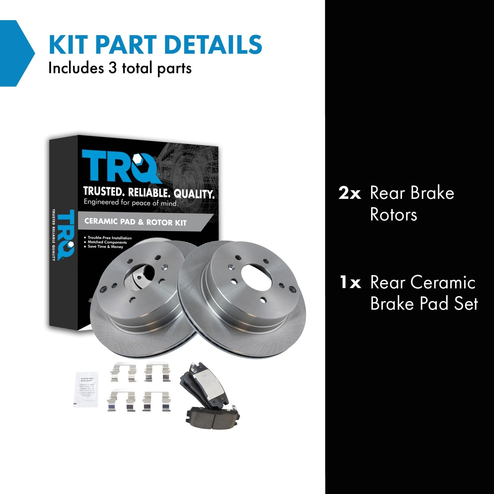 Trq Rear Brake Pad & Rotor Kit Brake Pads Brake Rotor Ceramic Compatible With 2012-2015 Chevrolet Captiva Sport 2007-2009 Equino