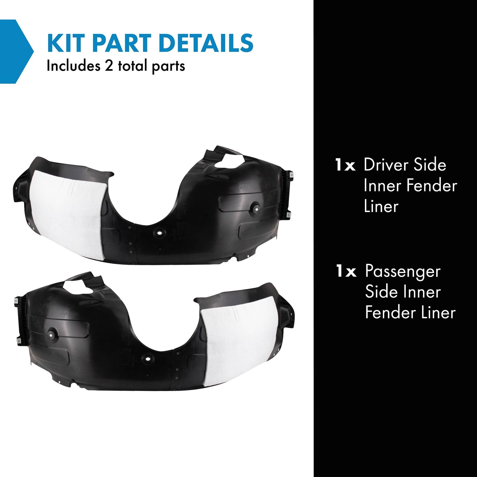 Trq Inner Fender Liner Set Compatible With 2020 Hyundai Sonata Hy1248183 Hy1249183