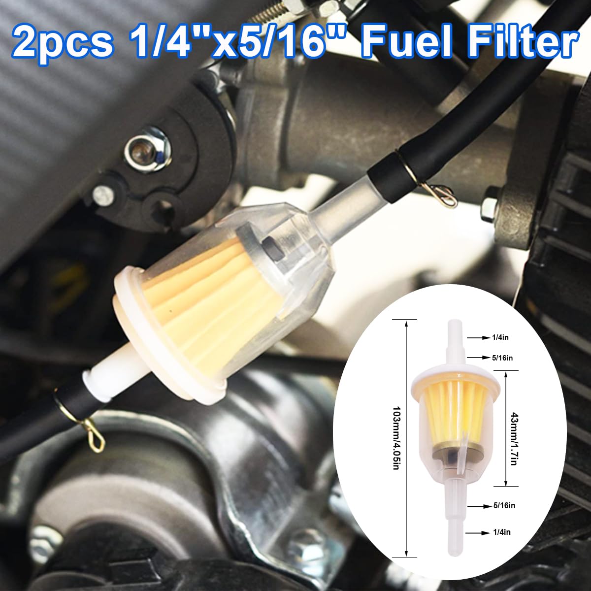Tnisesm 5/16''(8Mm) Inch Id Fuel Line Kits, 2 Meter / 6-Foot Fuel Line + 2Pcs 1/4 Inch X 5/16 Inch Gas Inline Fuel Filters With
