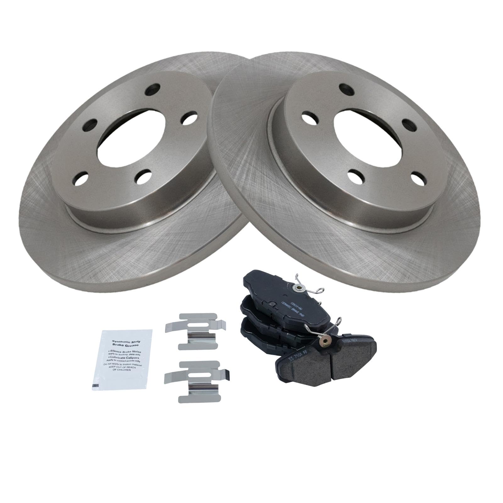 TRQ Rear Brake Pad & Rotor Kit Brake Pads Brake Rotor Ceramic Compatible with 1993-2007 Ford Taurus 1993-2002 Lincoln Continenta