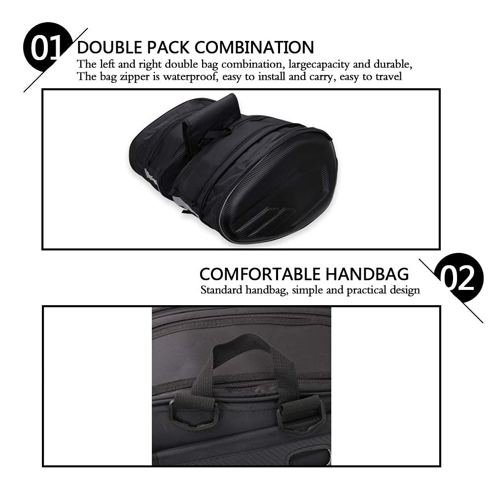 Motorcycle Tail Bag,Dual Motorcycle Seat Bag Backpack Waterproof Luggage Bag Saddle Bags Multifunctional Motorcycle Bags(Red)