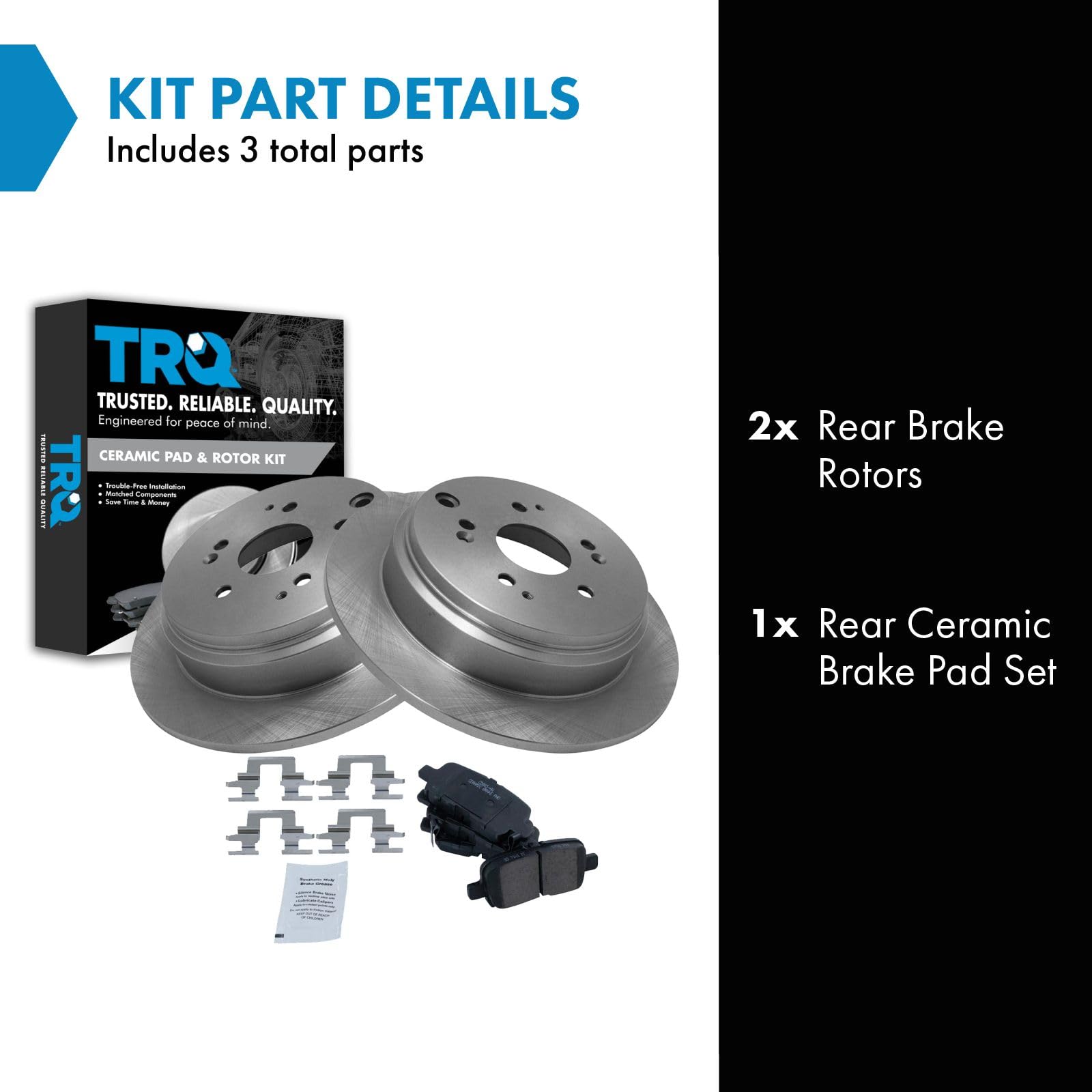 Trq Rear Brake Pad & Rotor Kit Brake Pads Brake Rotor Ceramic Compatible With 2002-2004 Honda Odyssey