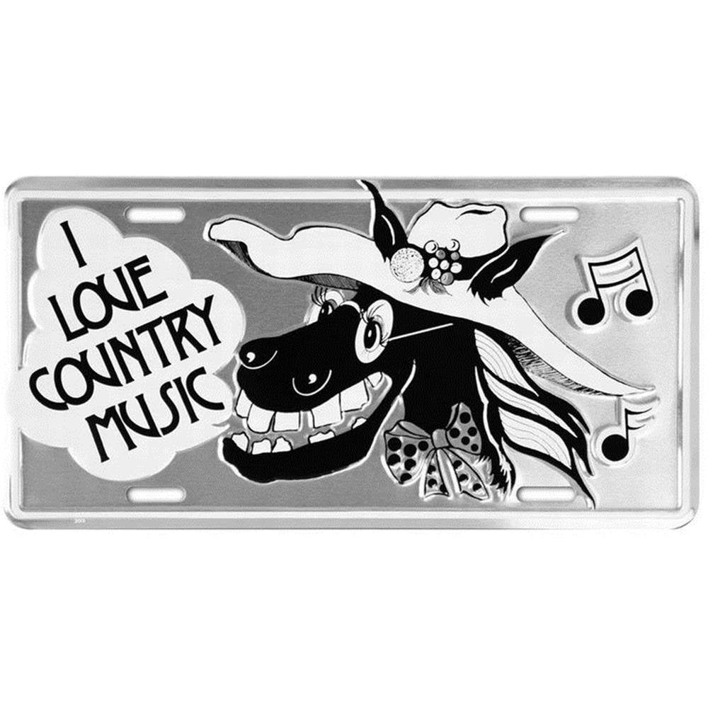 Signs 4 Fun Parody License Plate | I Love Country Music | 12    X 6    Decorative License Plate | Decoration Plate For Vehicle/W