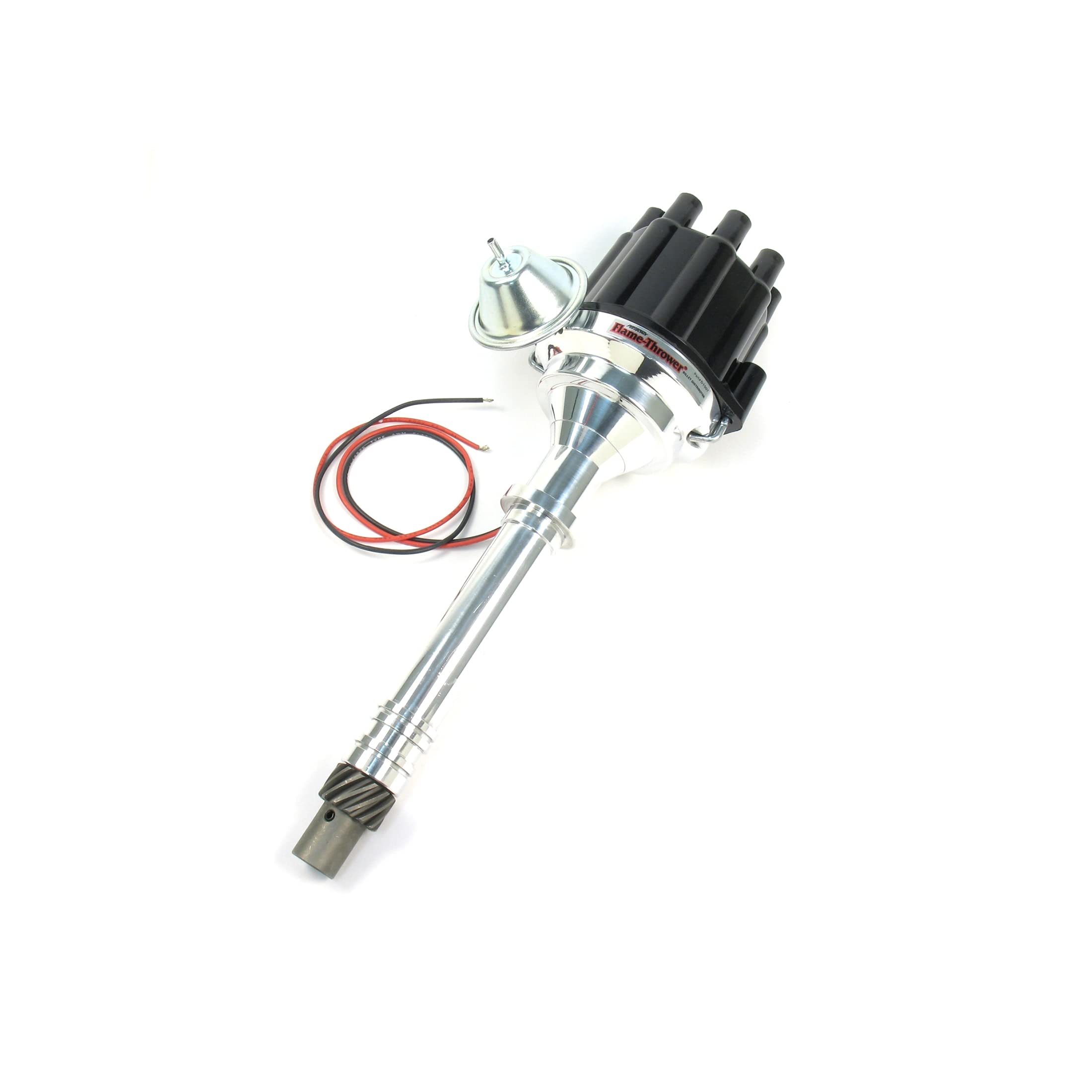 PerTronix D100700 Flame-Thrower Plug and Play Vacuum Advance Black Cap Billet Electronic Distributor with Ignitor II Technology 