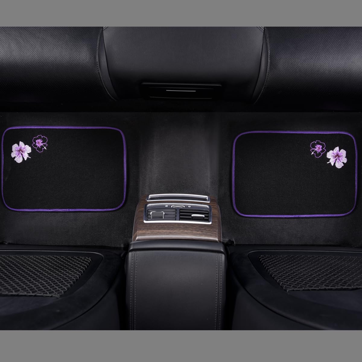 Car Pass Embroidery Butterfly And Flower Car Floor Mats, Purple Car Floor Mats, Universal Fit 95% Automotive,Suvs,Sedan,Vans,For