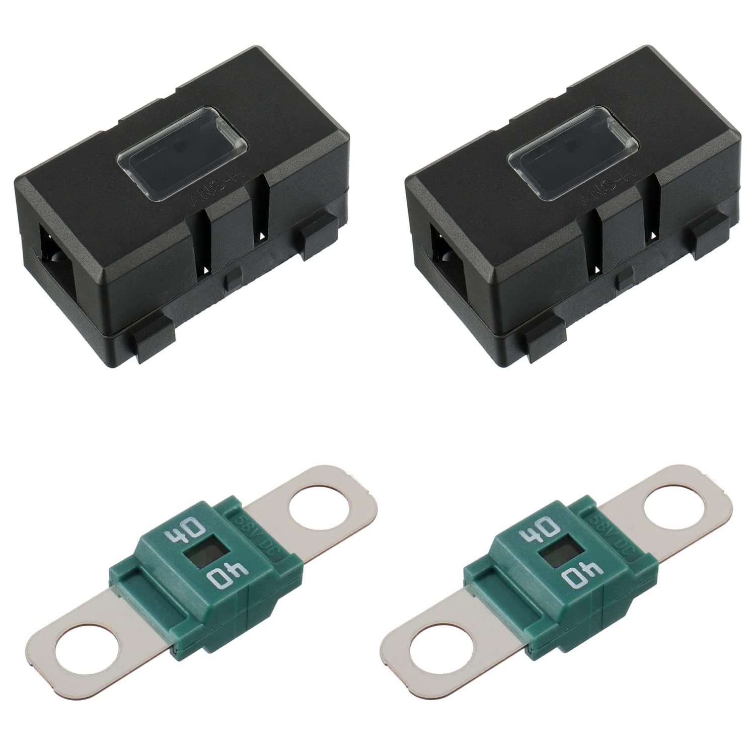Bojack 40 Amp Ami/Midi Fuse Holders And High Current Bolt-On Midi Fuses 40A For Cars Trucks Vehicles (Pack Of 2