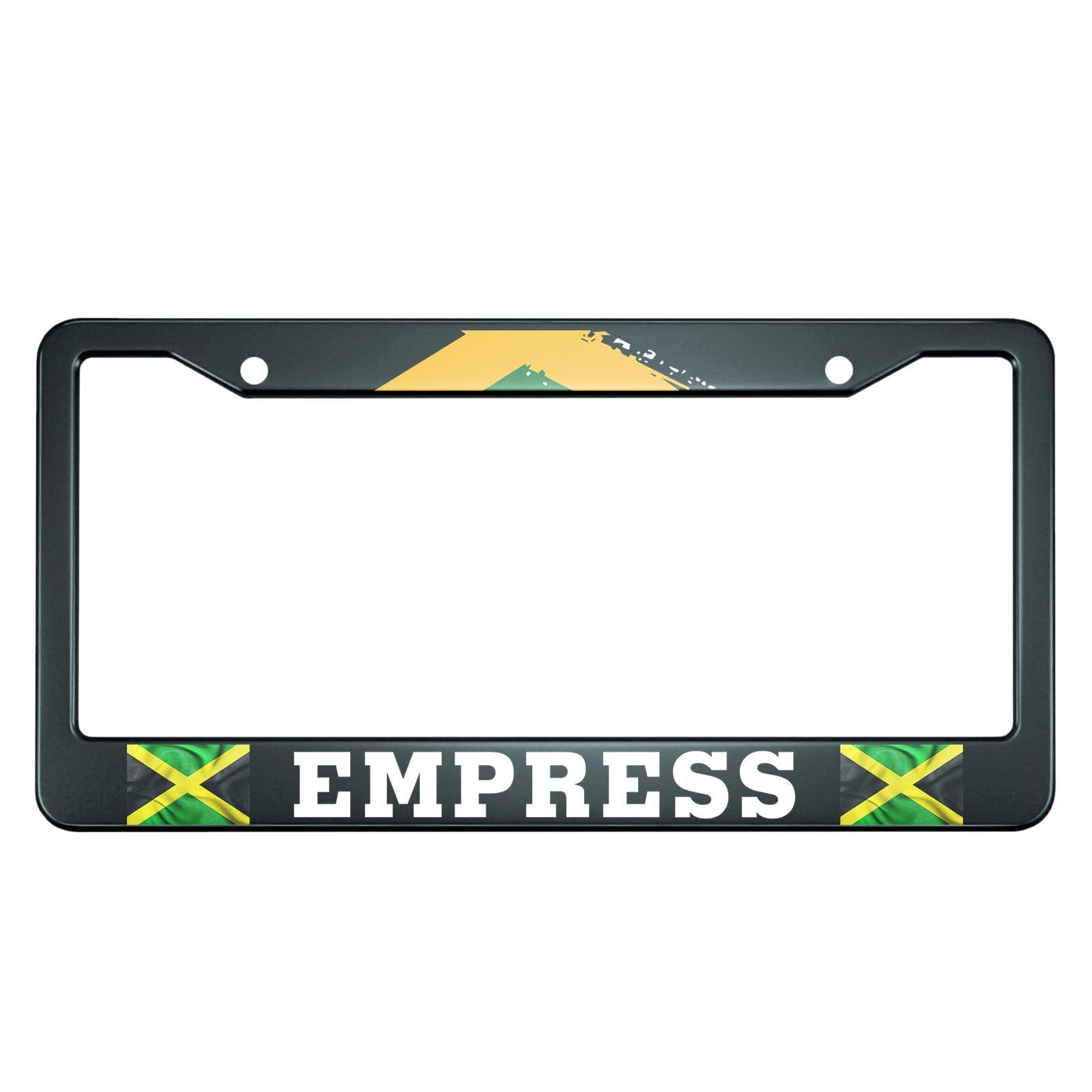 Hosnye Writting Empress License Plate Frame Jamaican Flag Metal License Plate Cover Front Plates Frames Car Tag Frame For Women 