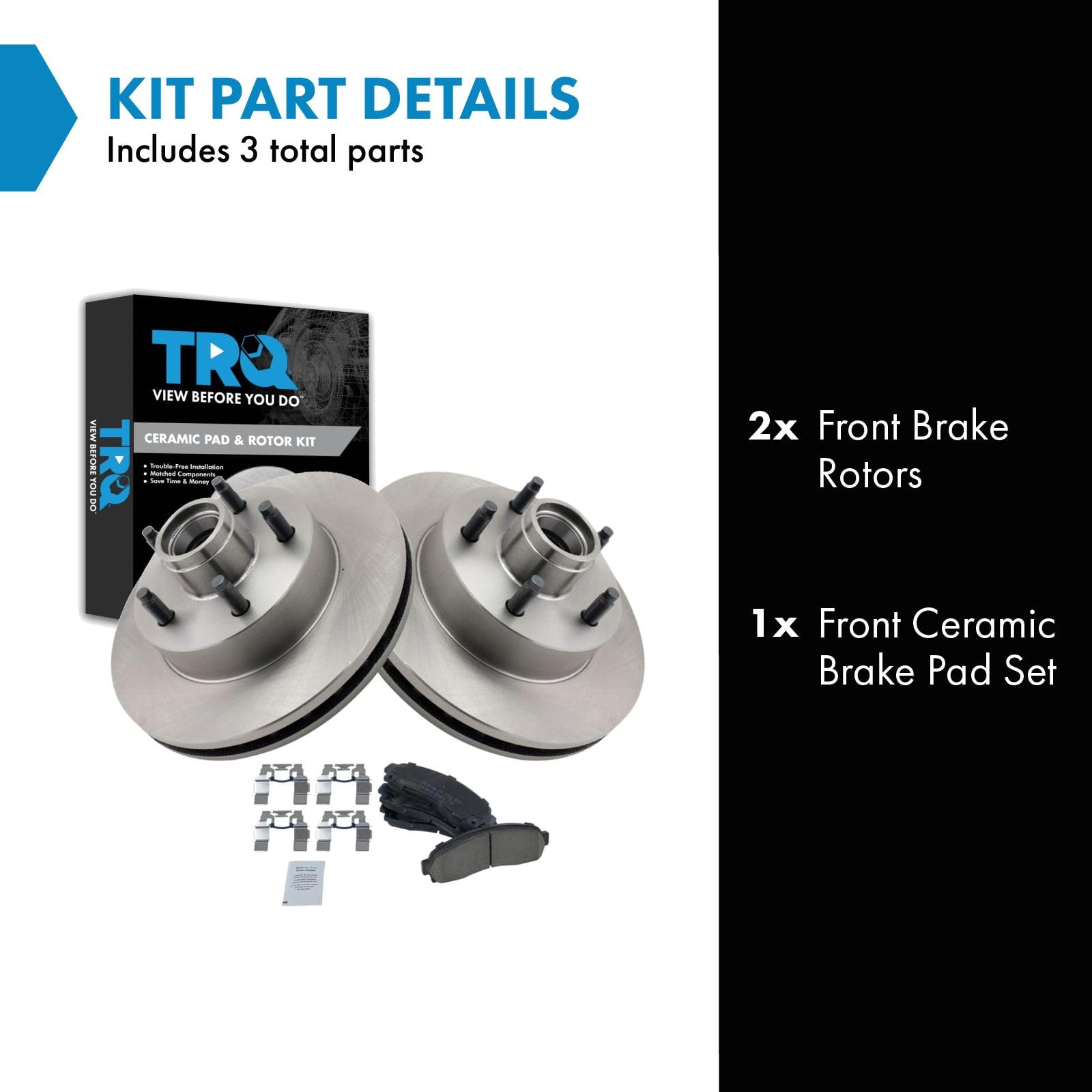 Trq Front Brake Pad & Rotor Kit Brake Pads Brake Rotor Ceramic Compatible With 2003-2009 Mazda B2300 2003-2007 B3000 2003-2004 B