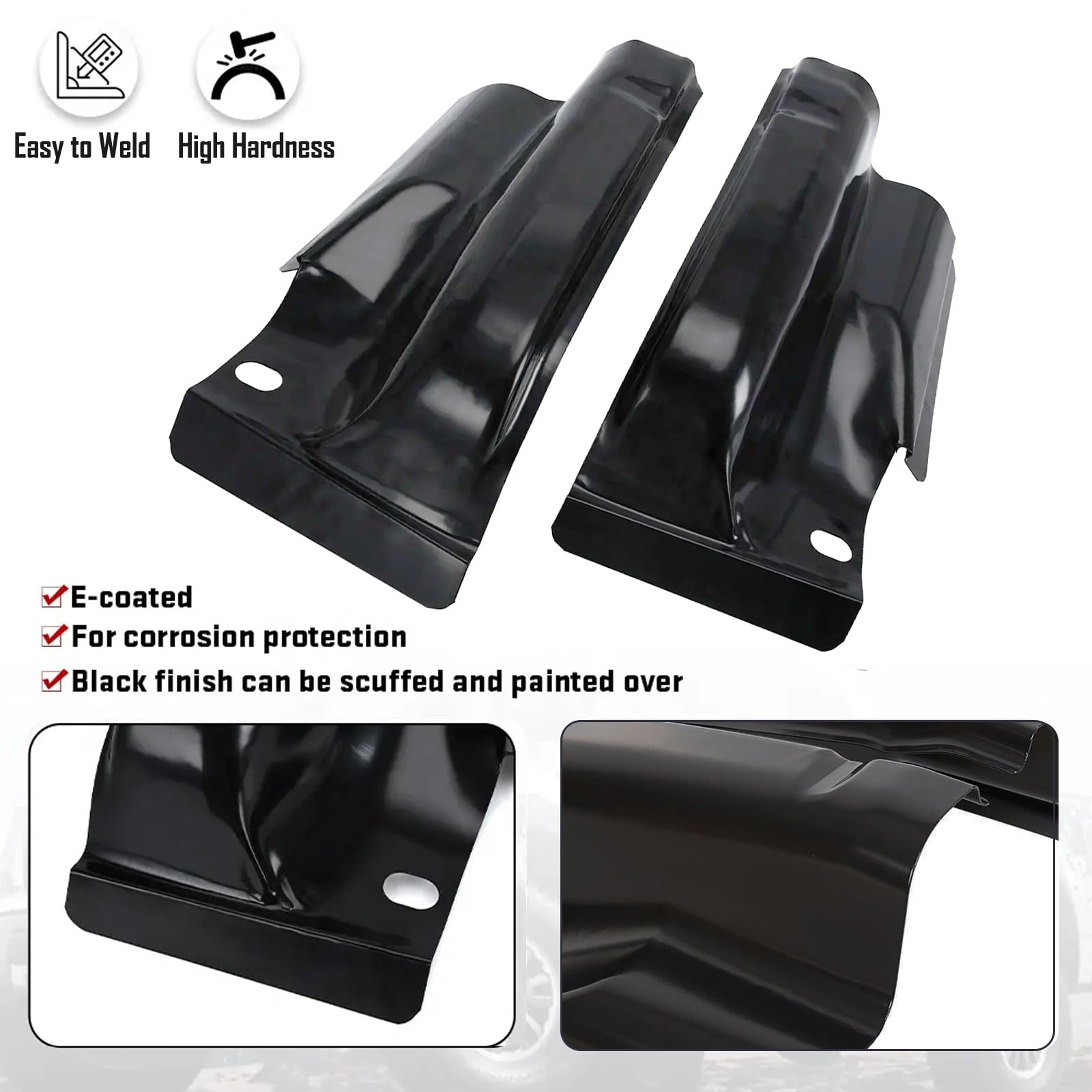 Wocch F150 Cab Corners Steel Panel Cover for Ford F150 Crew Cab 2009-2014, Black, Model F150-09BJ