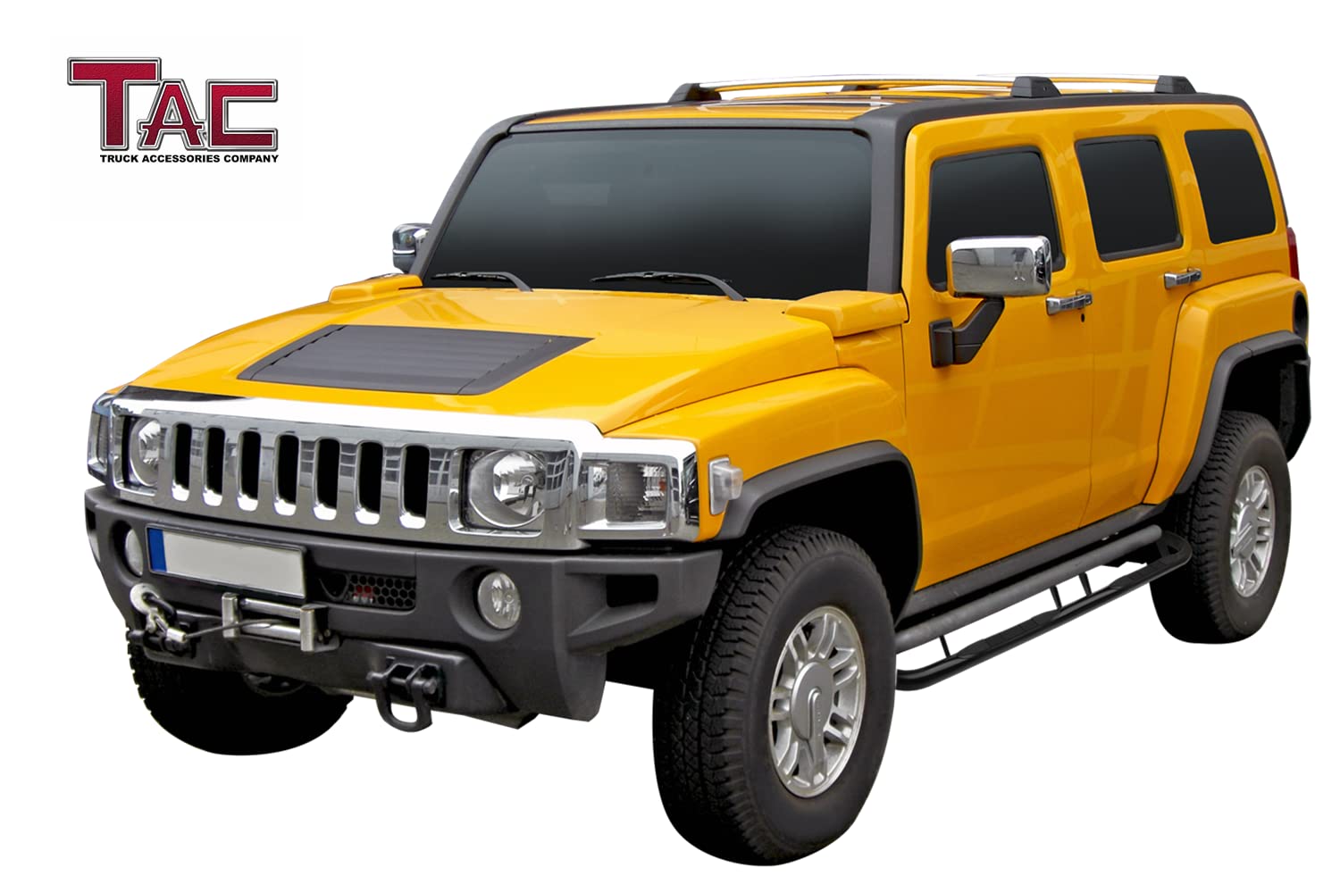 TAC TRUCK ACCESSORIES 3" Black Alloy Steel Side Steps for 2003-2010 Hummer H2/H2 SUT - Nerf Bars & Running Boards (2 Pieces)