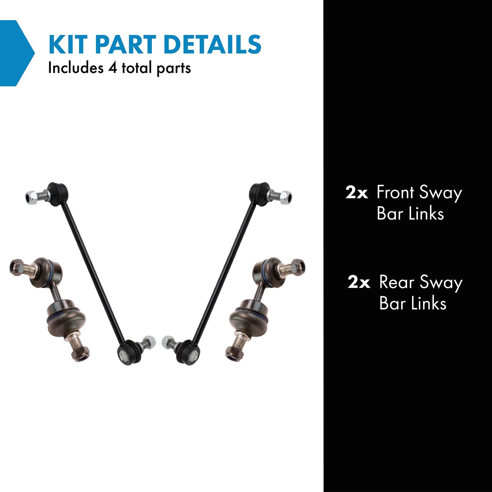 Trq Sway Bar Stabilizer Link Set Front & Rear Compatible With 11 9-5 10-16 Lacrosse 12-17 Regal
