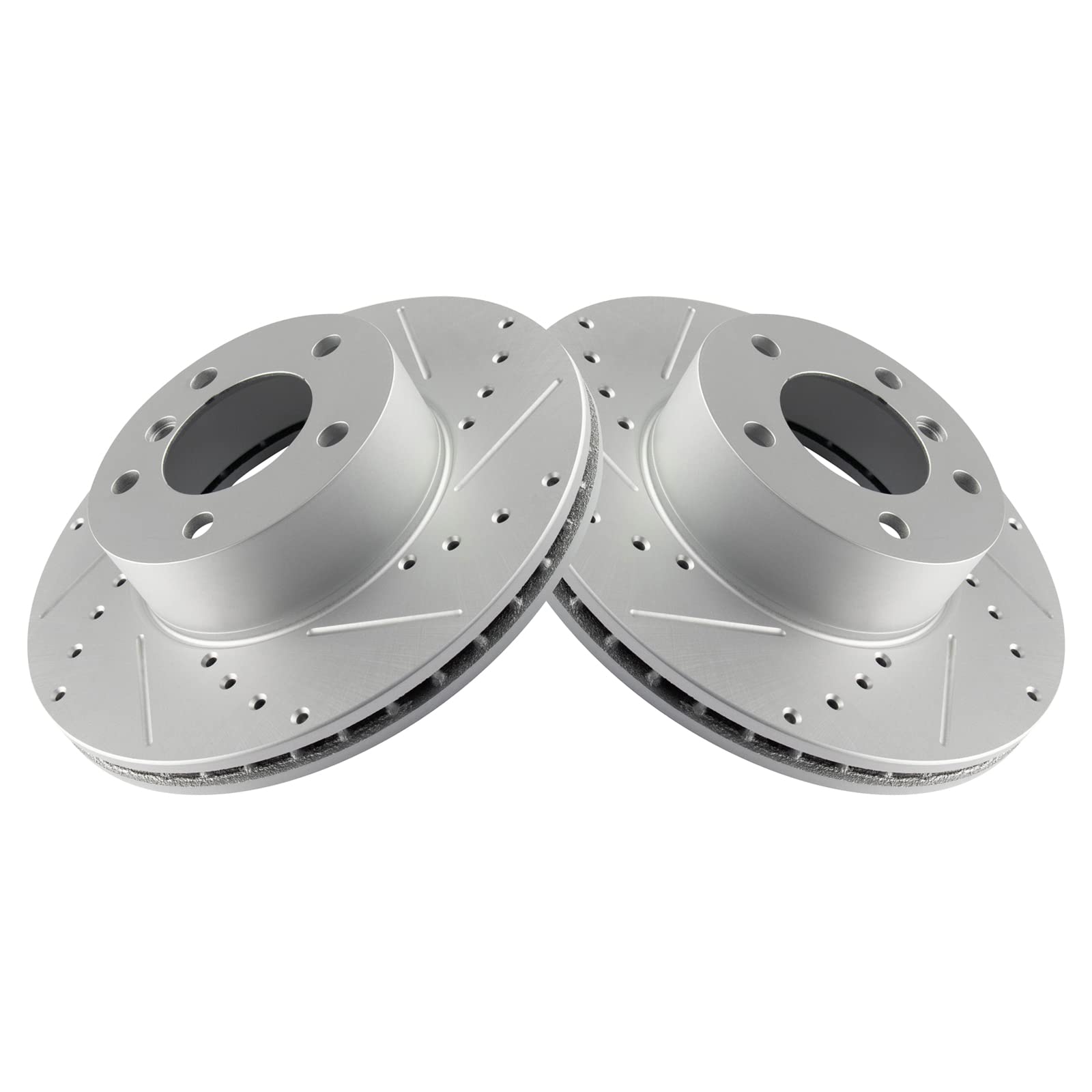 Trq Front Performance Brake Rotors Set Premium G-Coated Cross Drilled & Slotted Compatible With 2008-2013 Bmw 128I 2006 325I 325