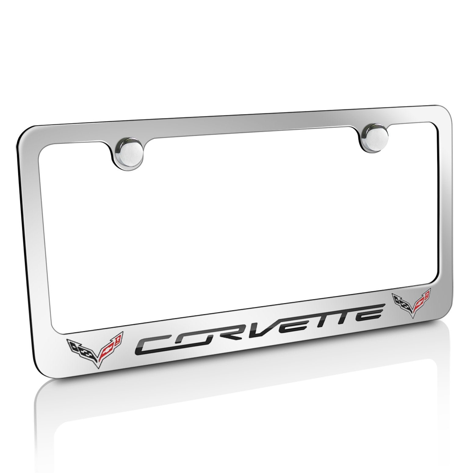 C7 Corvette Stingray Chrome License Plate Frame W/Double Logo