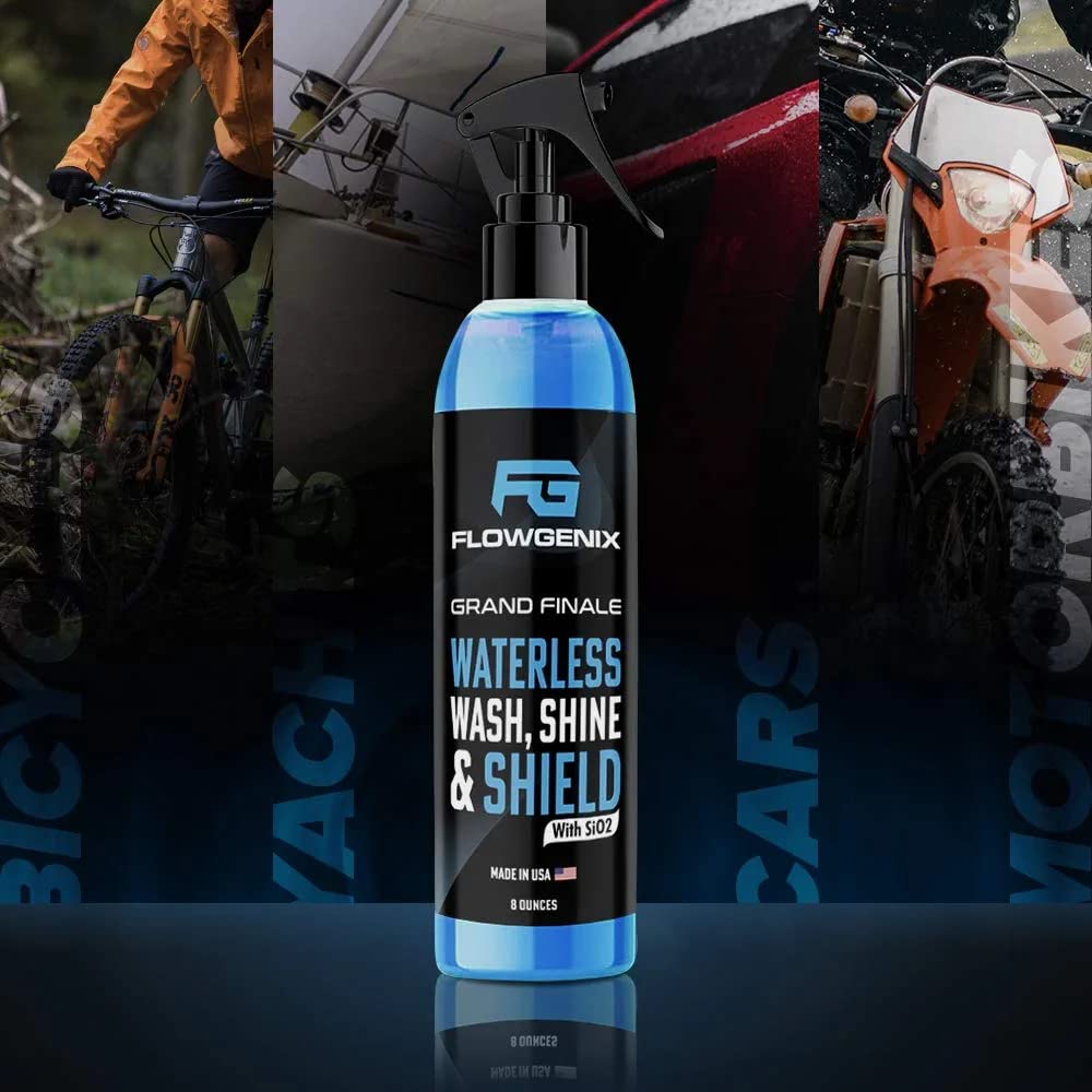 Flowgenix™ Waterless Car Wash Spray - Grand Finale - Motorcycle Cleaner & Car Wax Polish - Ceramic Coating - Incl. 2 Microfiber Towels - Best Cleaner & Quick Detailer To Make Your Car Shine (3-Pack)