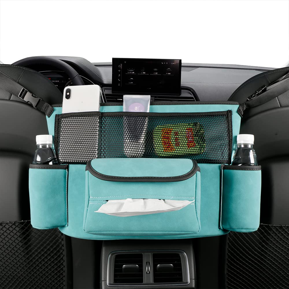 JEYODA Car Handbag Holder Between Seats Suede Large Capacity Car Purse Holder Automotive Consoles & Organizers for Document Phon