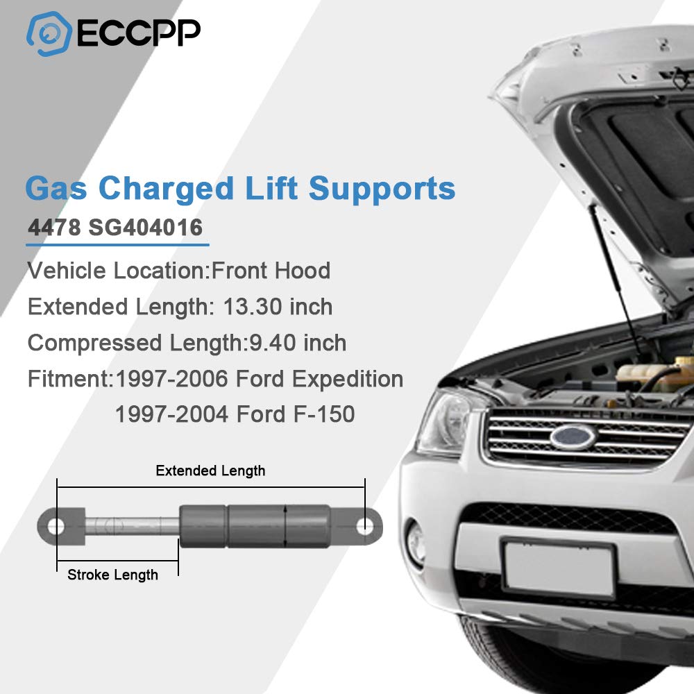 Eccpp Lift Supports Front Hood Struts Gas Springs For Ford Expedition 1997-2006 For Ford For F-150 1997-2004 For Ford For F-150 Heritage 2004 For Ford For F-250 1995 1997-2004 Set Of 2