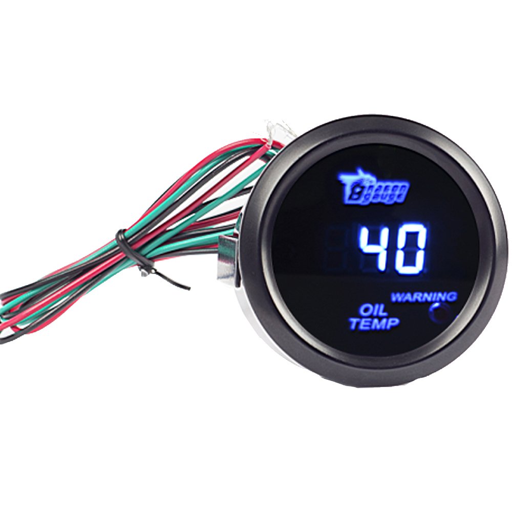 Esupport Car 2'' 52Mm Digital Oil Temp Gauge Blue Led Light Temperature Meter Automotive