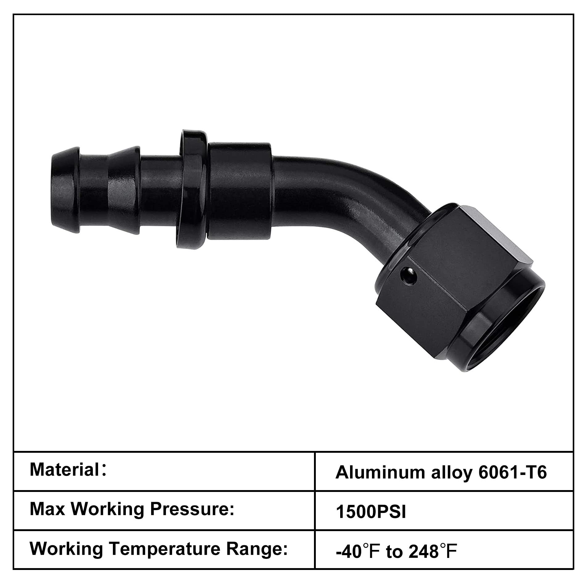 Evil Energy 12An 45 Degree Push Lock Hose Fitting End Black 2Pcs