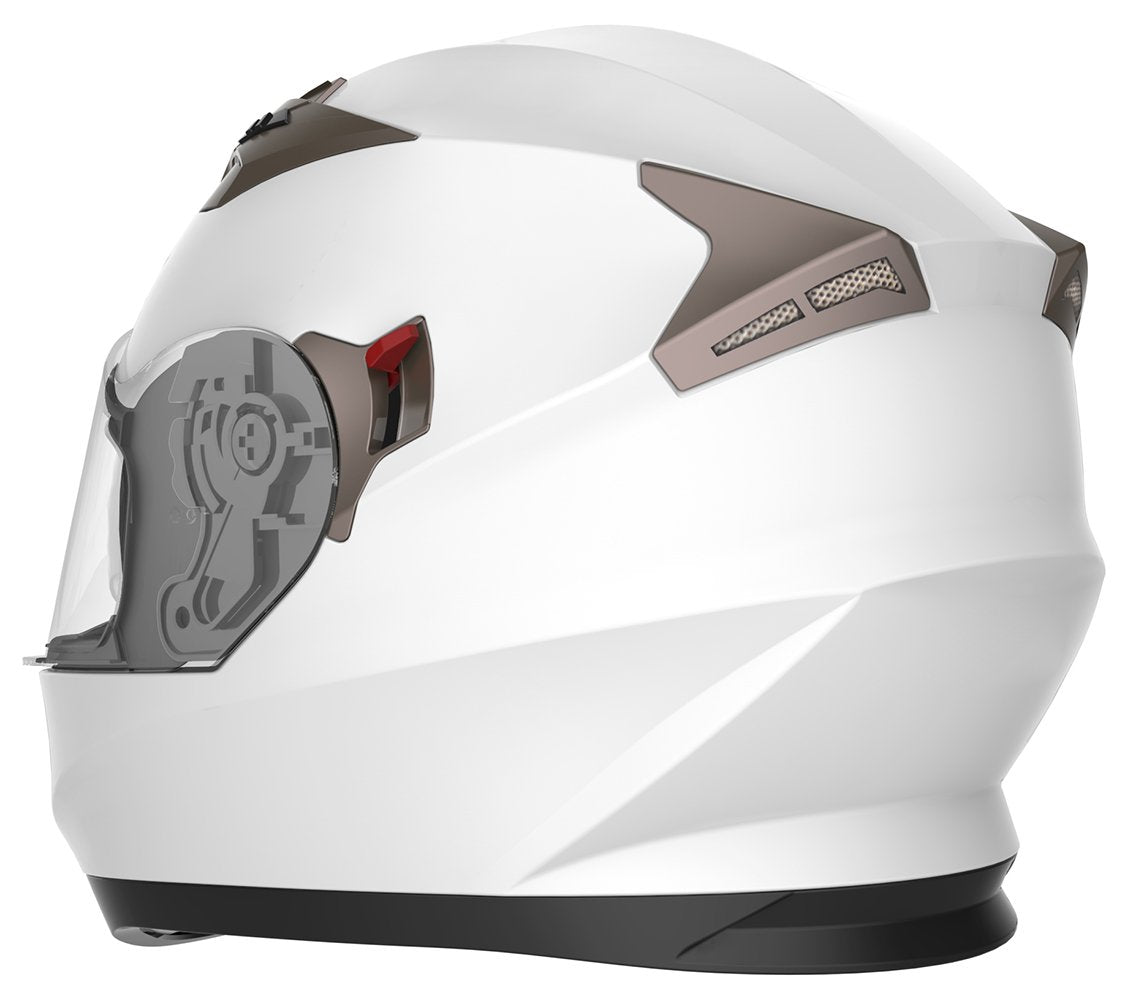 YEMA Helmet Full Face Motorcycle Helmet DOT Approved, Large, White, ABS Shell, Model YM-829 for Men & Women