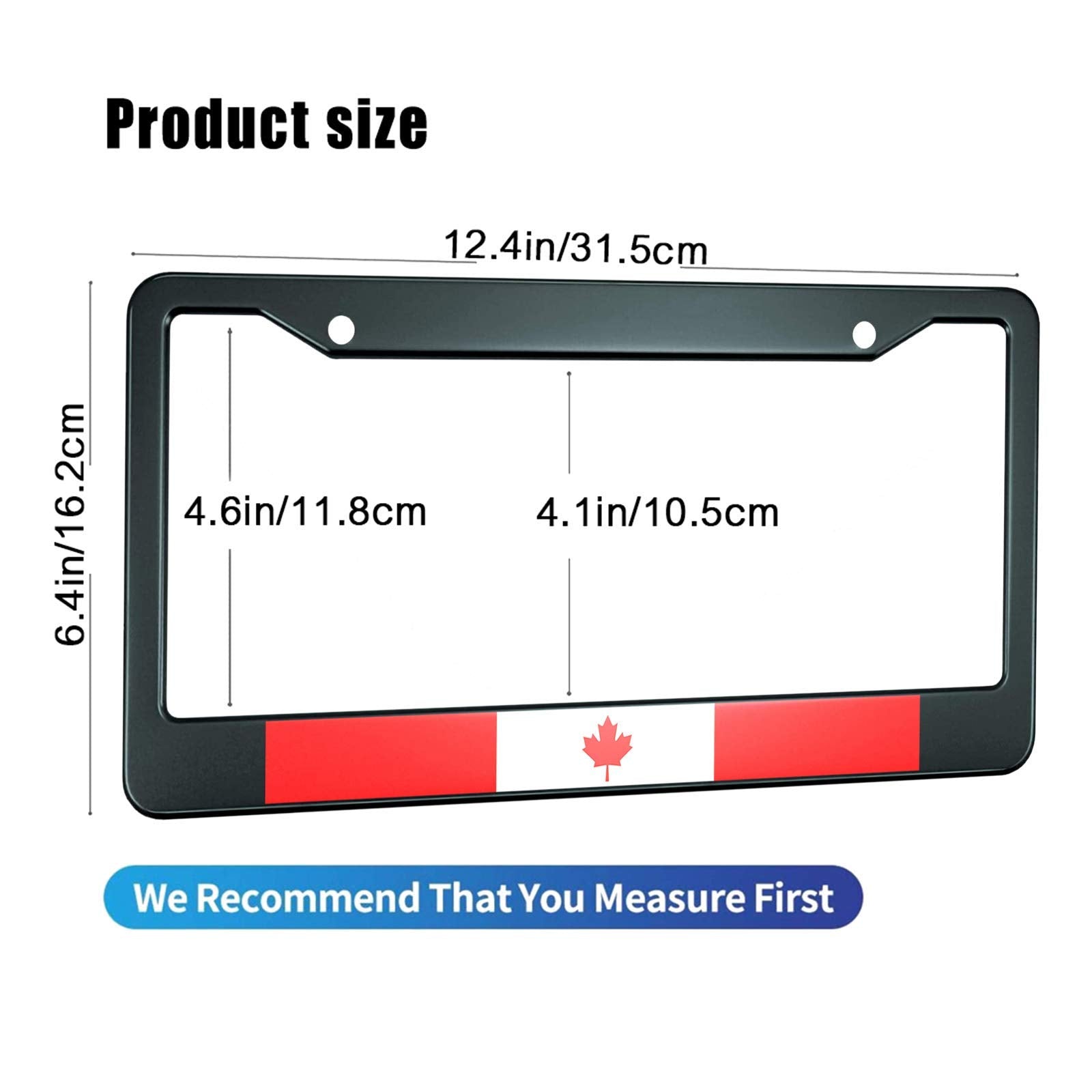 HOSNYE National Flag of Canada License Plate Frame Red Maple Leaf Metal License Plate Cover Front Plates Frames Car Tag Frame fo
