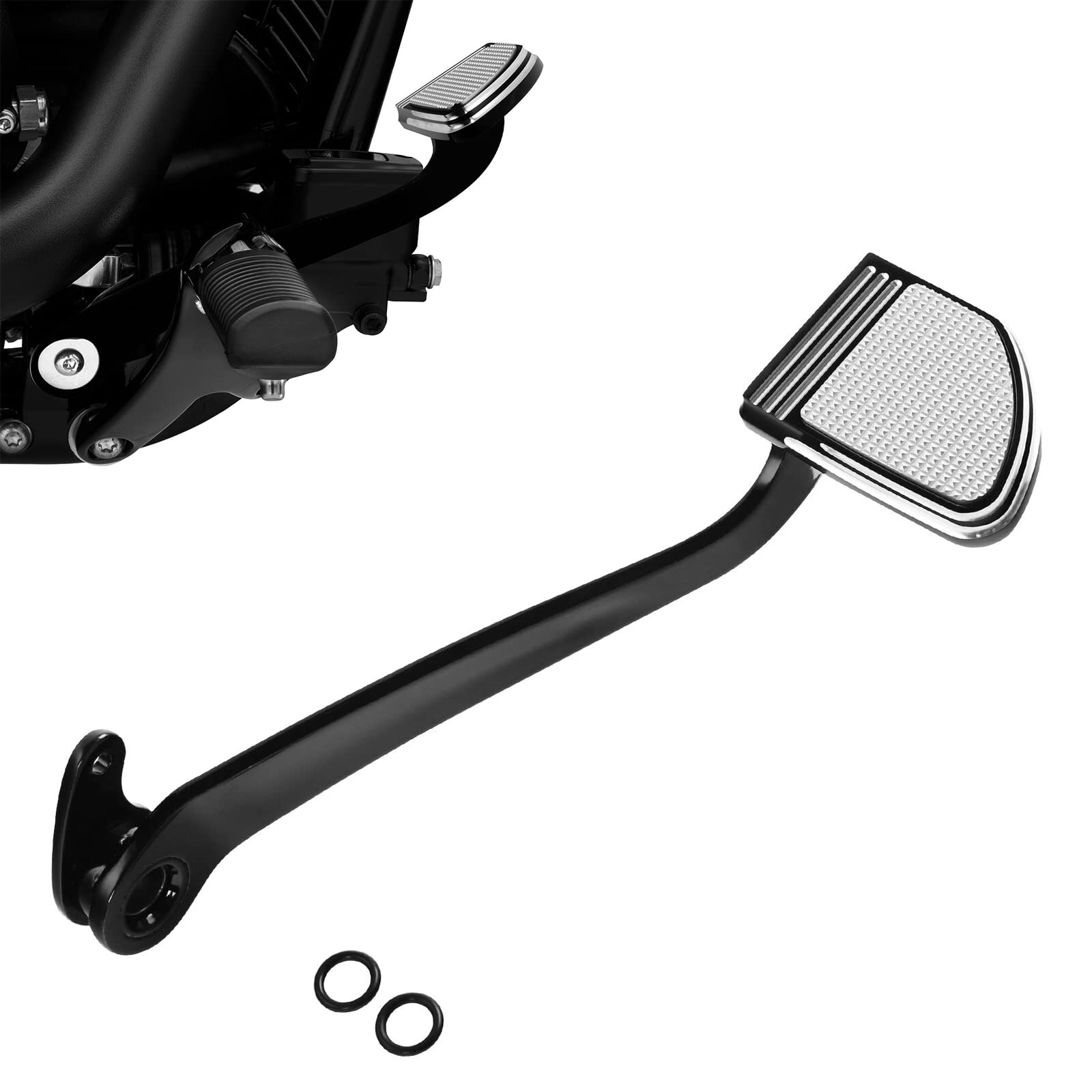 WOWTK Brake Lever + Brake Pedal Pad for Harley Softail Equipped w/Forward Controls Fat Bob FXFBS/FXFB,FXDR FXDRS,Low Rider ST FX