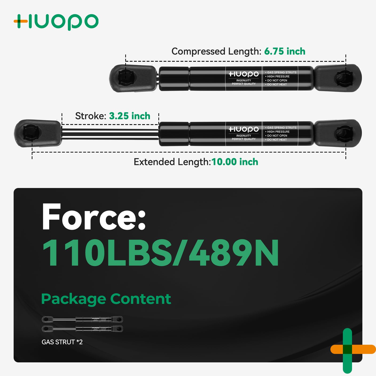 10 Inch 110Lb/489N Gas Strut Shocks Spring Lift Support For Truck Pickup Tool Box Lid Rv Overhead Cabinet Door Toy Toolbox Cover