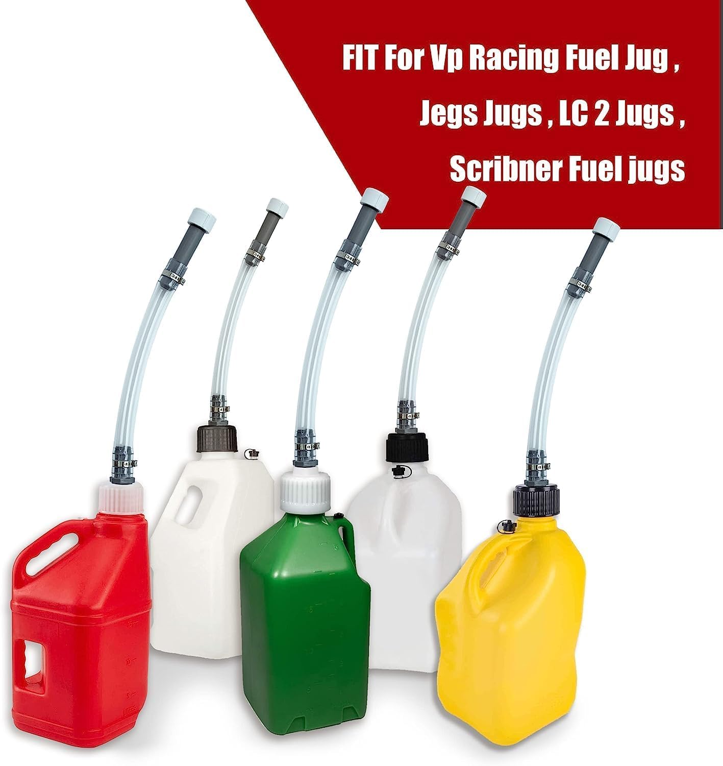 Mapleza 2-Pack Fuel Jug Hose - 5 Gallon Gas Can Hose Replacement with Upgraded Filter Design - Compatible with 5.5 & 3 Gallon Ju