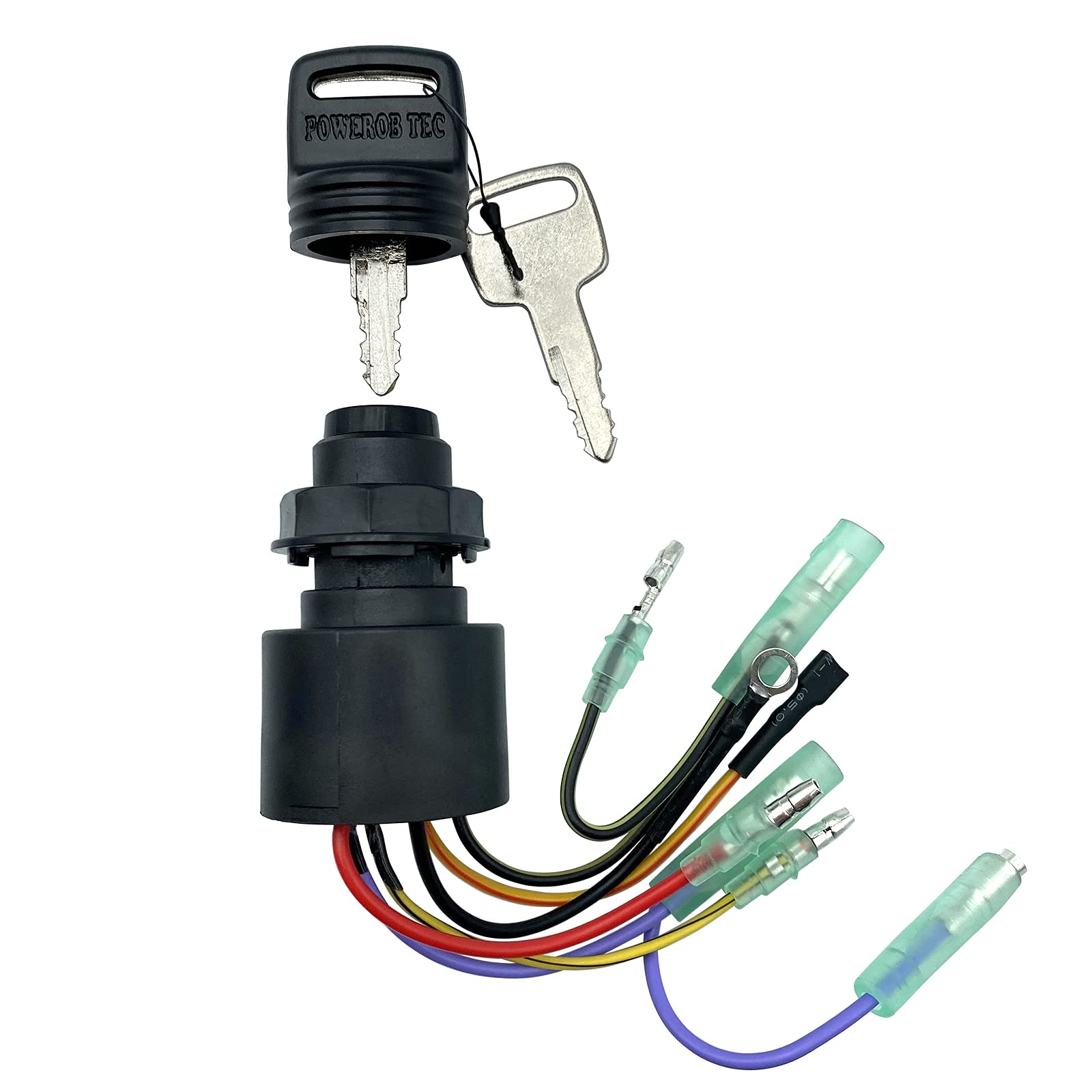 SKARUMMER Boat Ignition Switch with Key Replacement, 3 Position, 6 Wire Connectors, Model 87-17009A2, Durable Brass Material