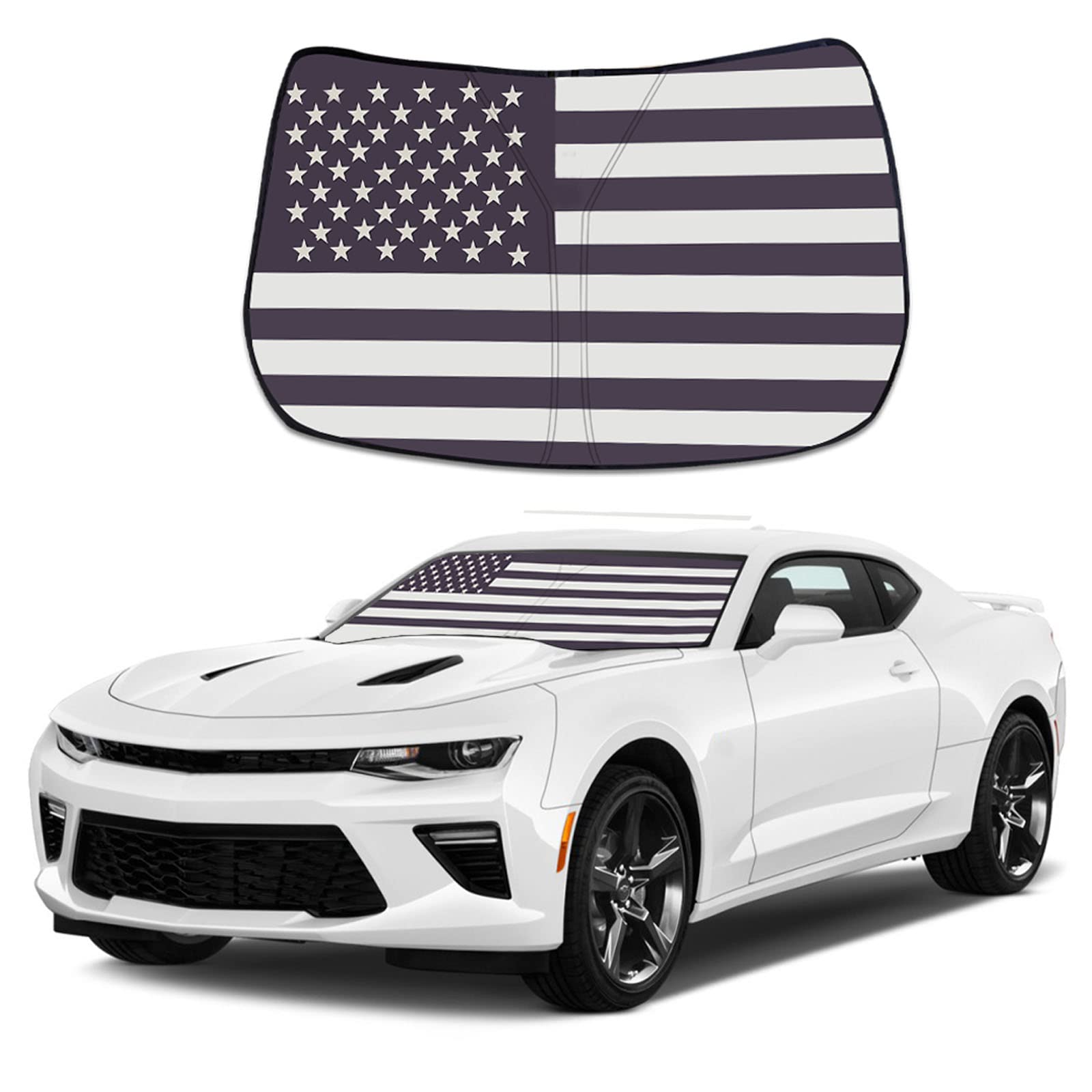 Moricere Windshield Sun Shade for Chevrolet Camaro 2016-2024, Foldable UV Blocker, Black 5, Polyester Material