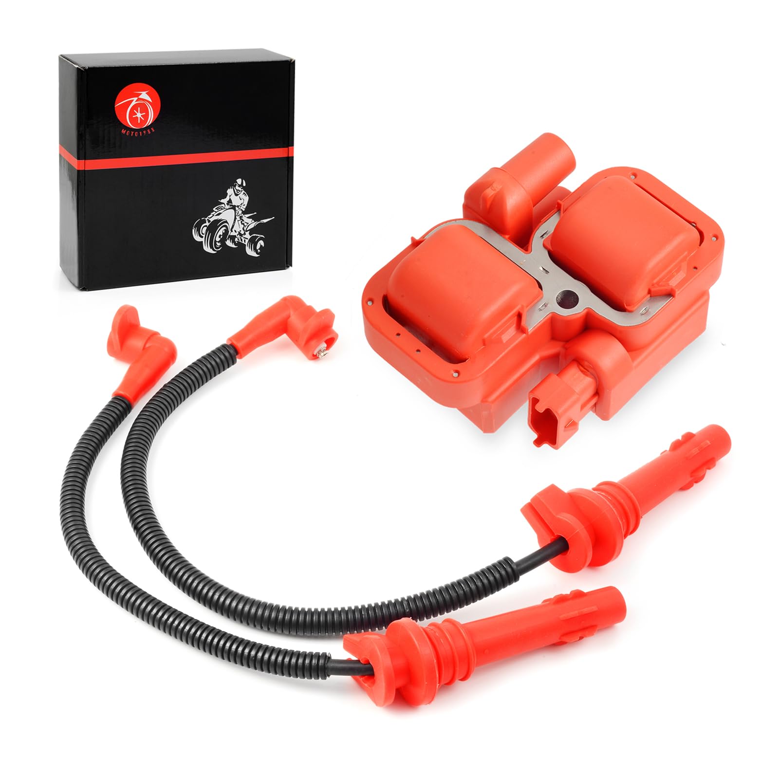 MOTO1988 Ignition Coil & Spark Plug Wire Cap for Polaris RZR XP 4 S 900 1000 RS1 Turbo, Model 4017695, 4014295,