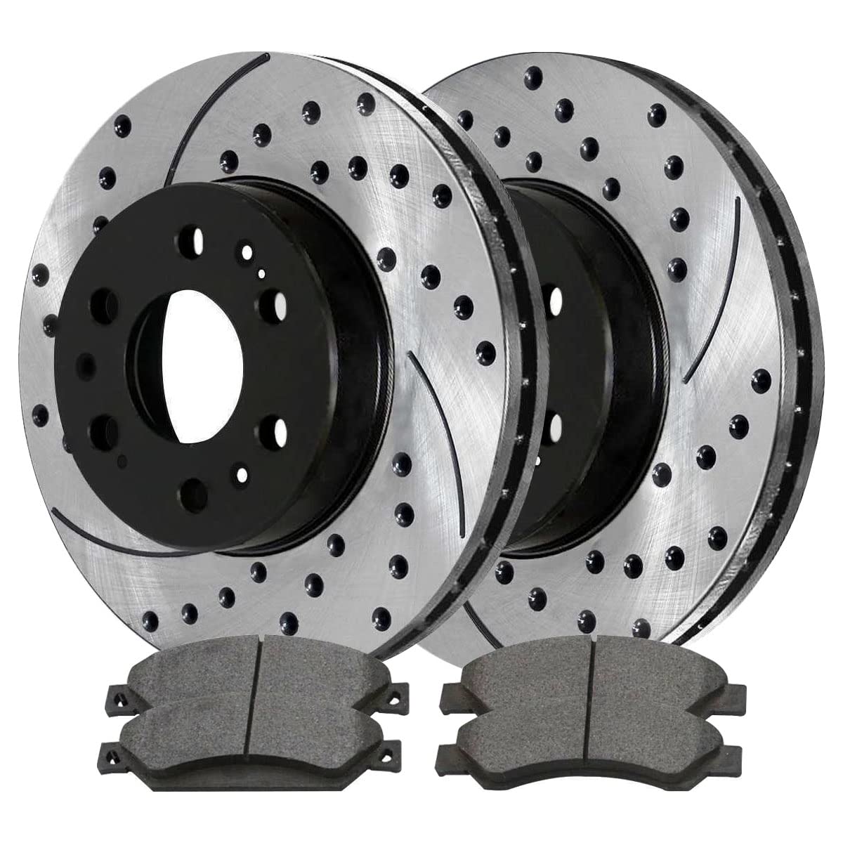 Autoshack Front Drilled And Slotted Brake Kit Rotors Black And Ceramic Pads Pair Of 2 Driver And Passenger Side Replacement For Chevrolet Silverado 1500 Tahoe Gmc Sierra 1500 Yukon Scdpr65099650991092