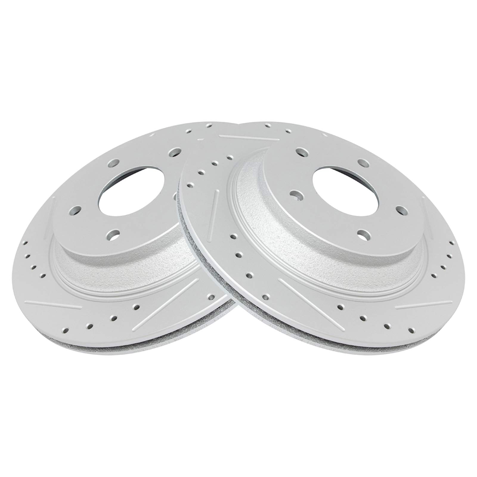 Trq Front Performance Brake Rotors Set Vented Premium G-Coated Cross Drilled & Slotted Compatible With 1988-1996 Chevrolet Corve