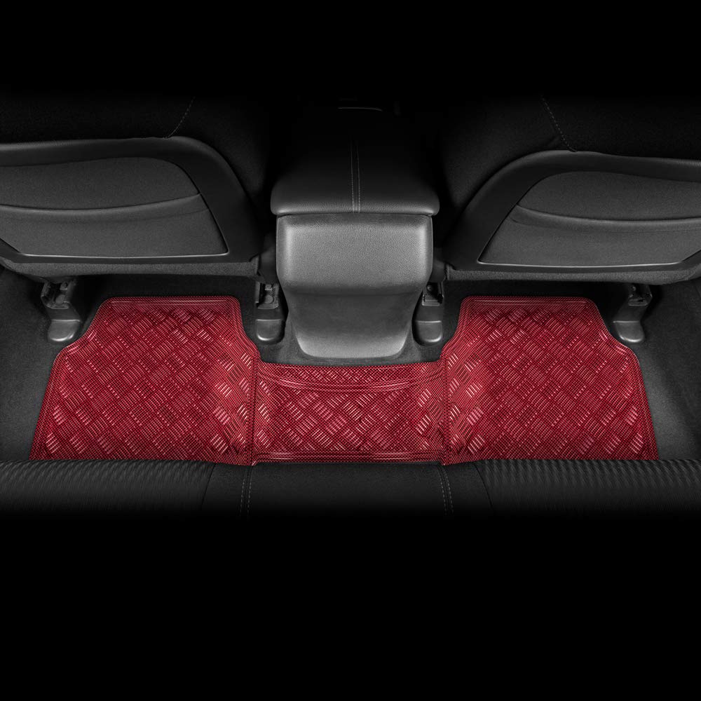 Bdk Red All Weather Heavy Duty Car Floor Mats Interior Liners For Auto Van Truck Suv, Heavy Duty All Weather Protection, Fits Fr