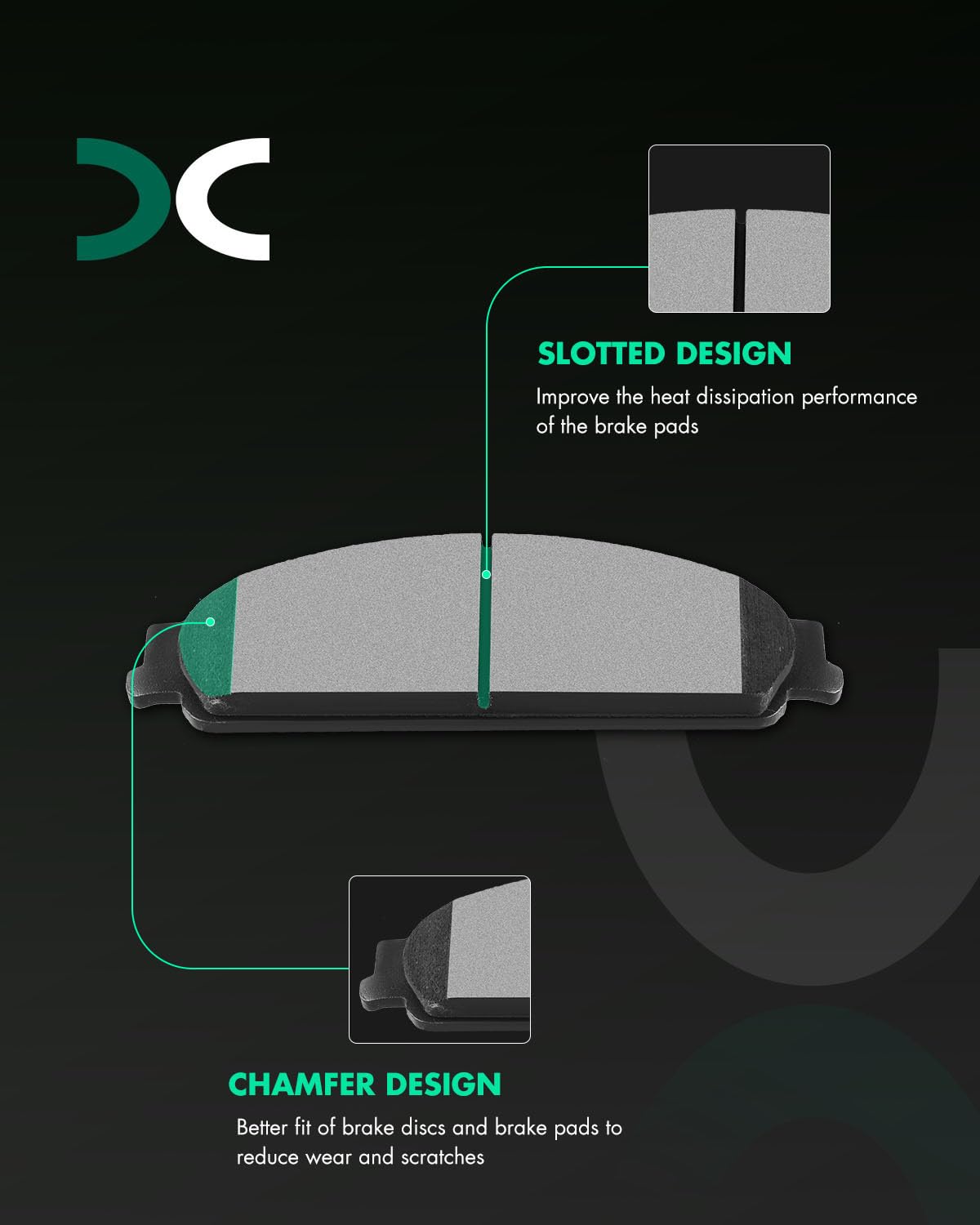 Scitoo D1070 D1071 Front Rear Brake Pads Sets Fit For Buick Allure 2008-2009,For Buick Lacrosse 2008-2009,For Chevrolet Impala 2
