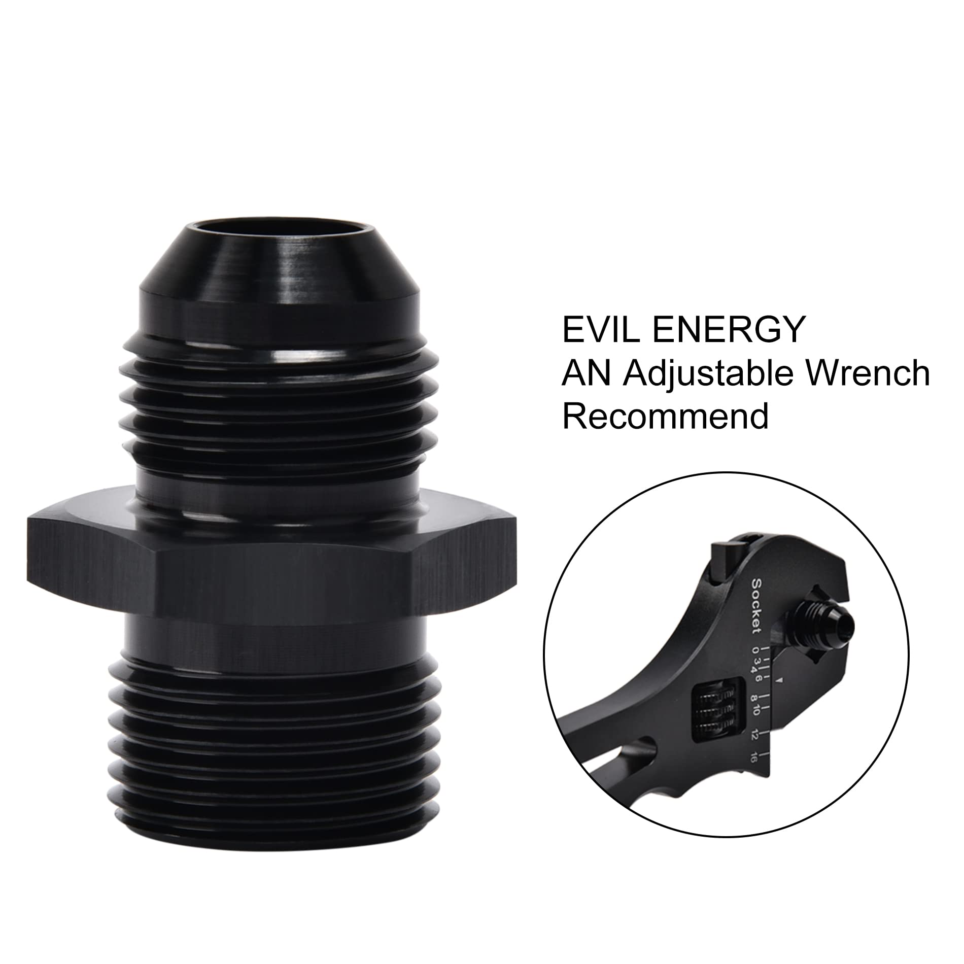 Evil Energy 10An Male Flare To M16 X 1.5Mm Male Metric Fitting Adapter Aluminium Alloy 2Pcs