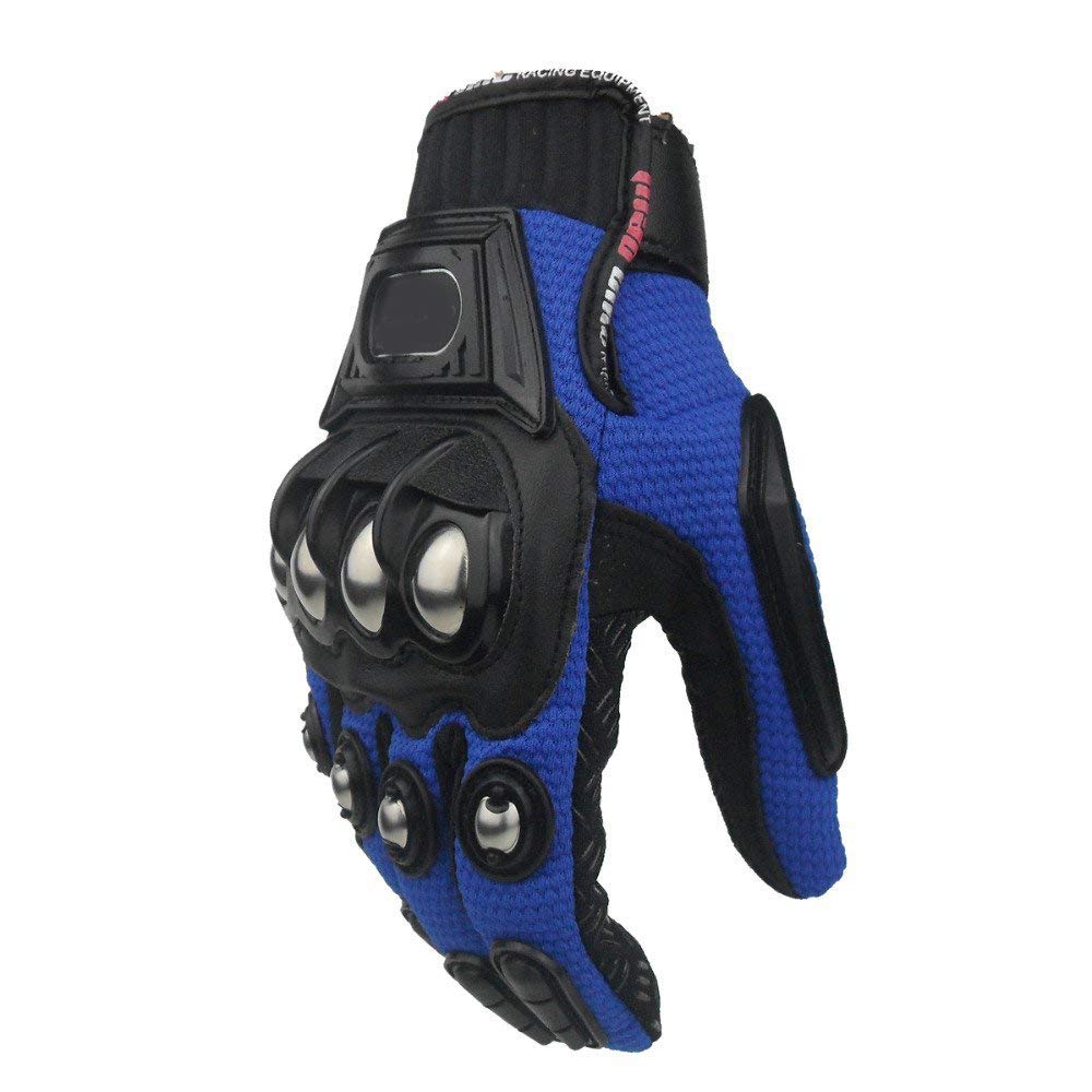 Steel Outdoor Knuckle Motorcycle Motorbike Powersports Safety Gloves (X-Large, Blue)
