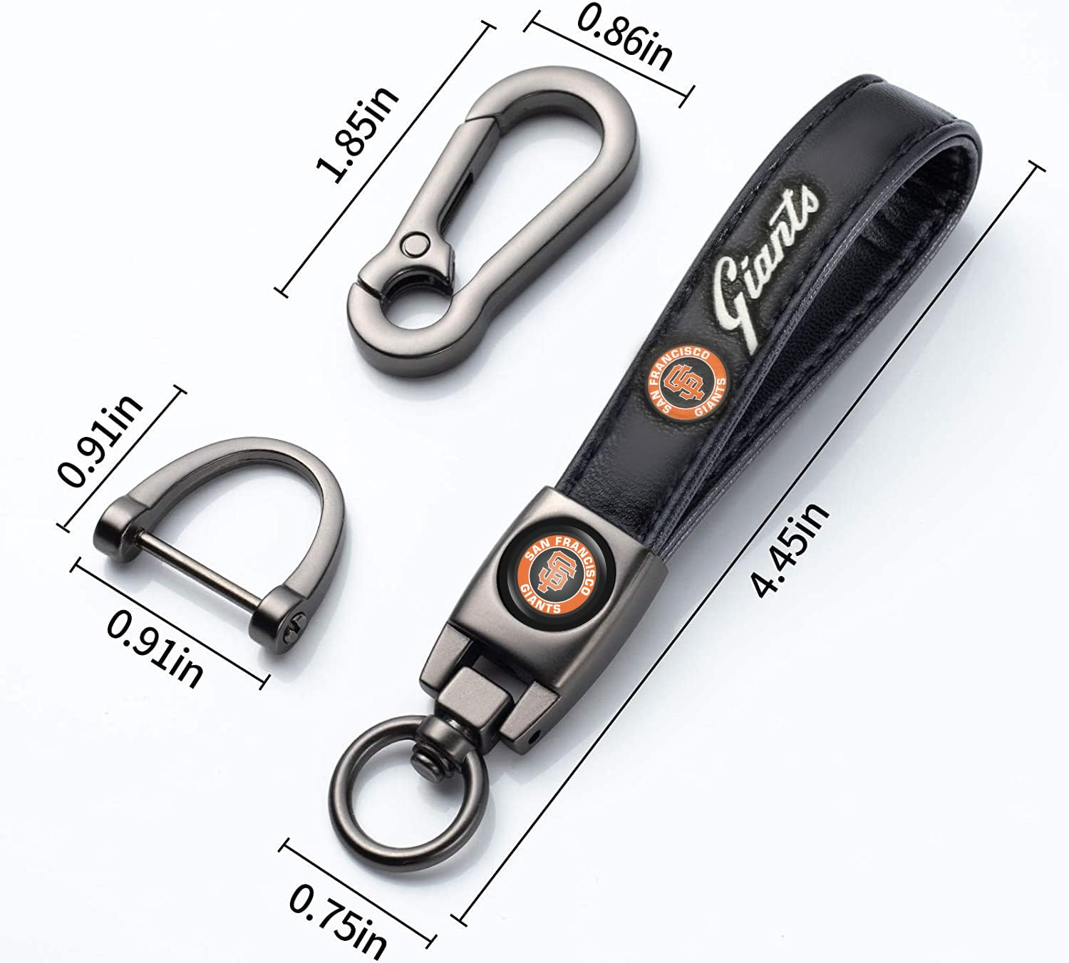 Kaleduo Baseball Fans Car Keychain Keyring, Leather Car Key Chain Compatible With San Francisco Giants Baseball Fans,Delicate Gi