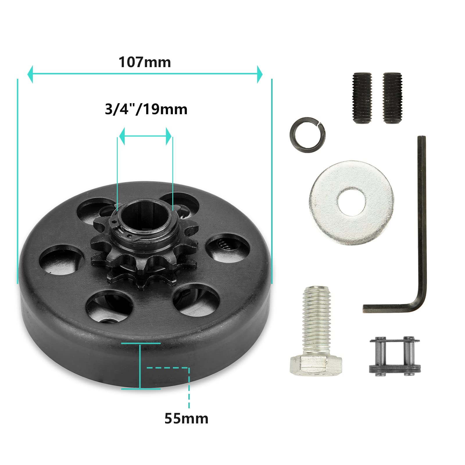 SEHNSUCHT Go Kart Clutch 3/4" Bore 12T with #35 Chain for Predator 212, Honda GX160, GX200, Briggs & Stratton