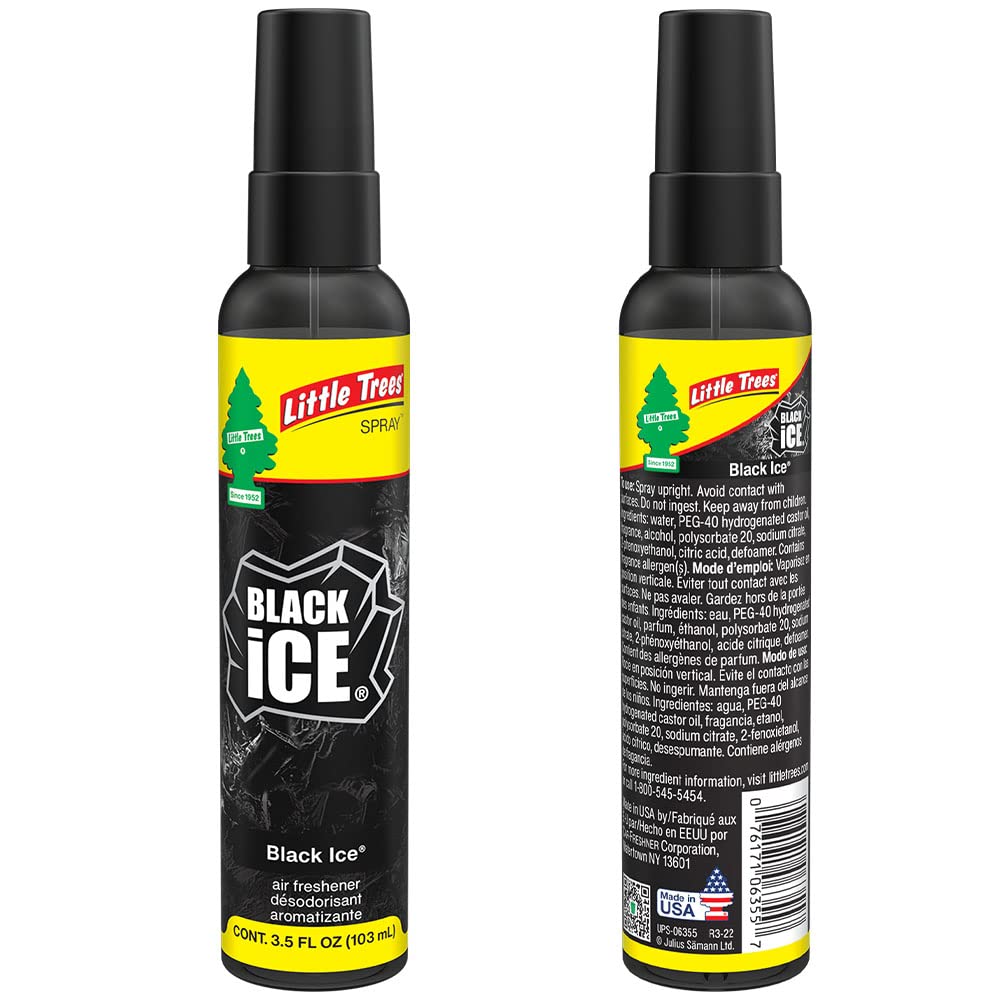 LITTLE TREES Car Air Freshener Spray, Black Ice, 6 Count, Long-Lasting Scent for Auto or Home