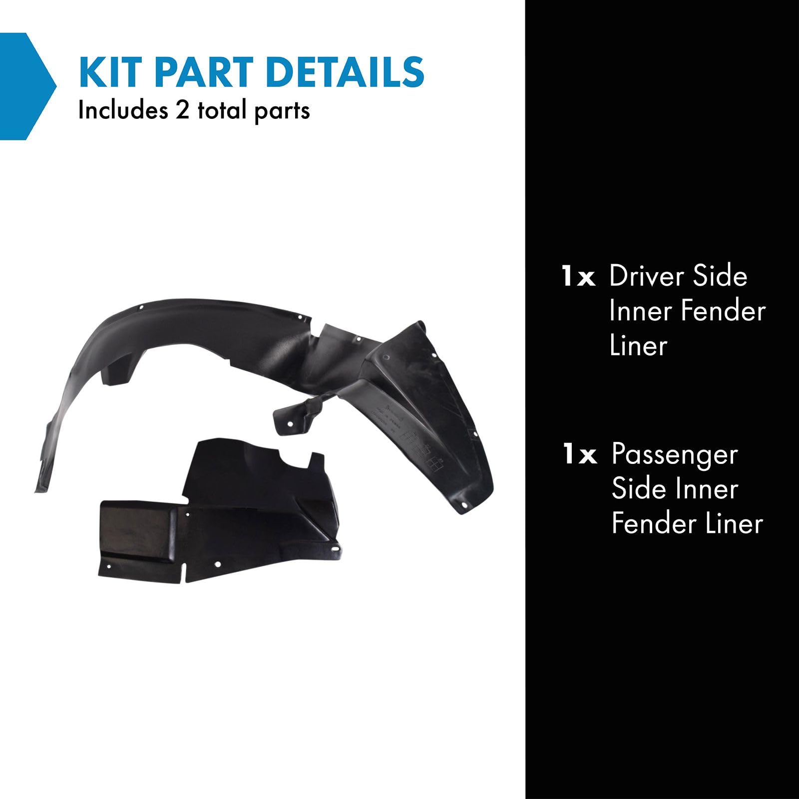Trq Inner Fender Liner Set Compatible With 2000-2005 Chevrolet Monte Carlo Gm1249139 Gm1250134