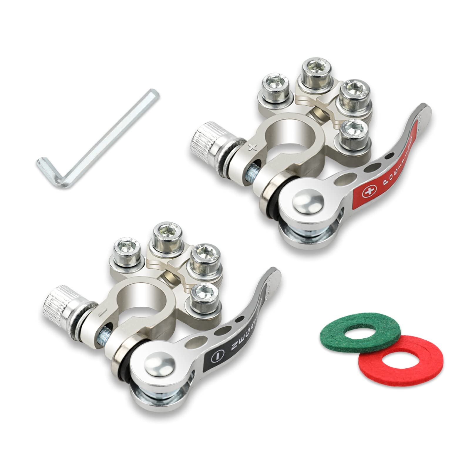 2Pcs Battery Terminal Connectors, 4 Way Quick Release Disconnect Battery Terminals, Positive Negative Battery Cable Ends For Sae/Jis Type A Posts By Zonbang