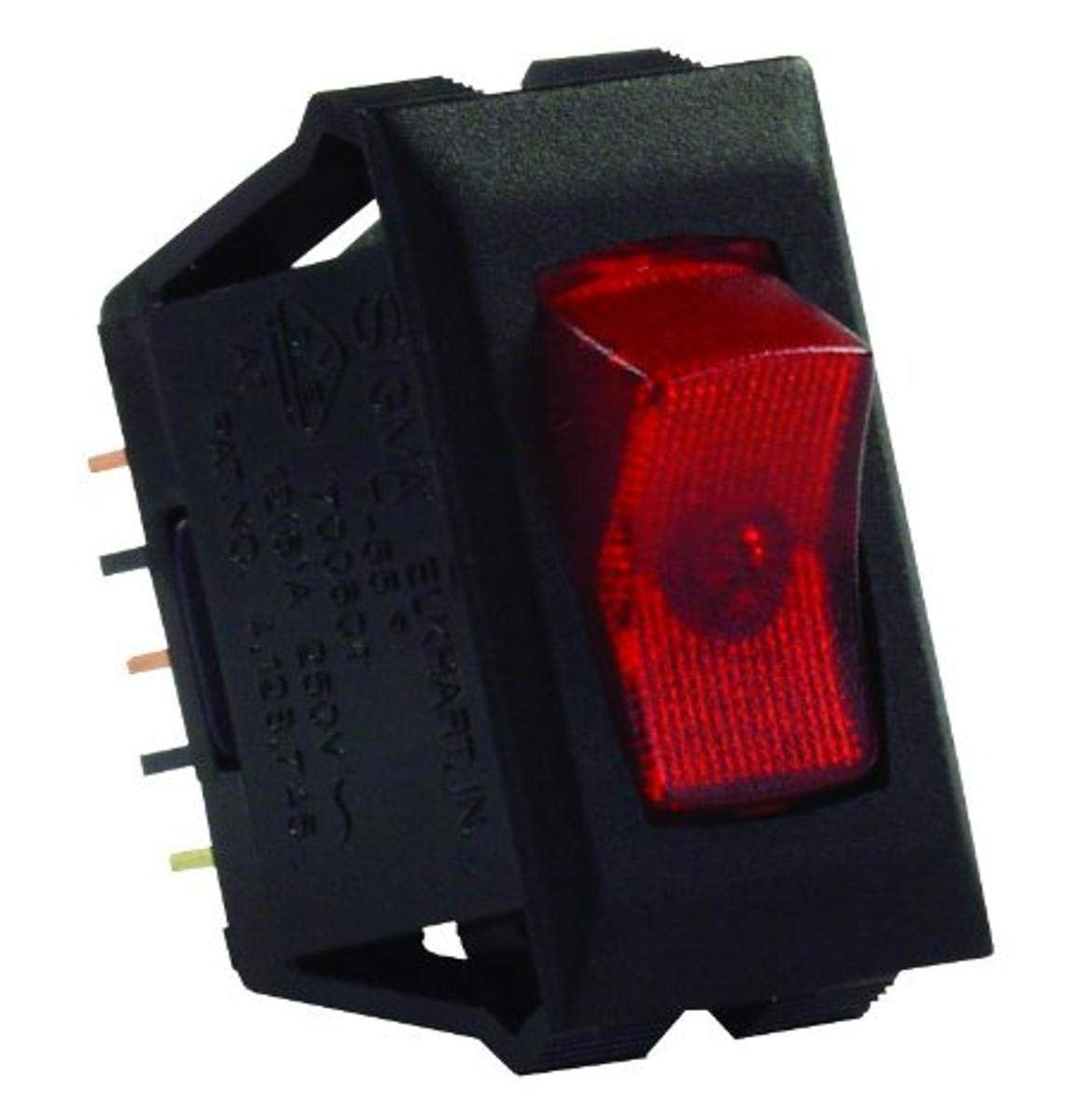 JR Products 12515 Red/Black SPST Illuminated 120V On/Off Switch
