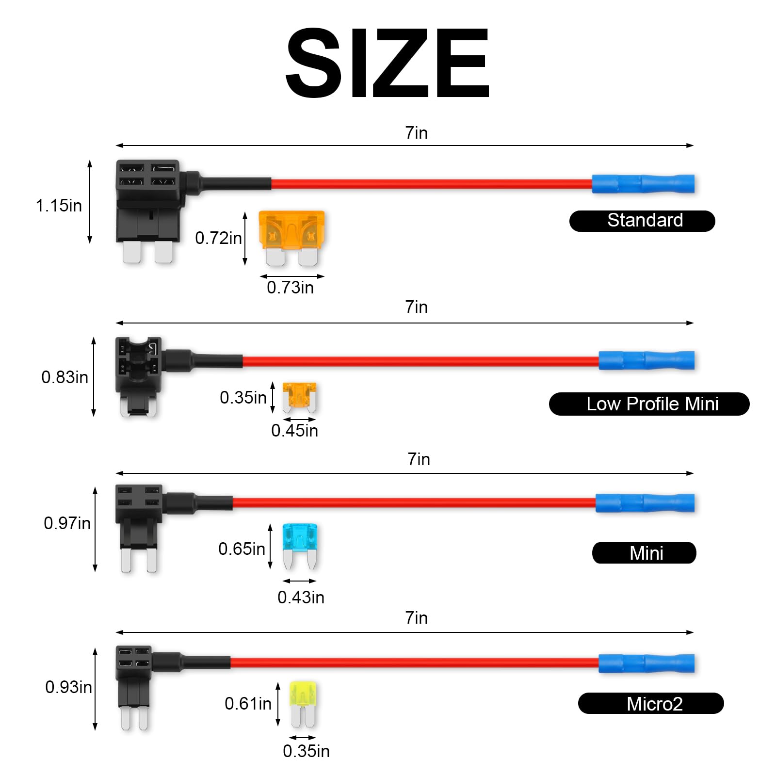 Cooclensportey 16 Pack 4 Types Fuse Tap, Upgraded 12V Car Add a Circuit Fuse Tap Kit - Standard Mini Micro2 and Low Profile Mini