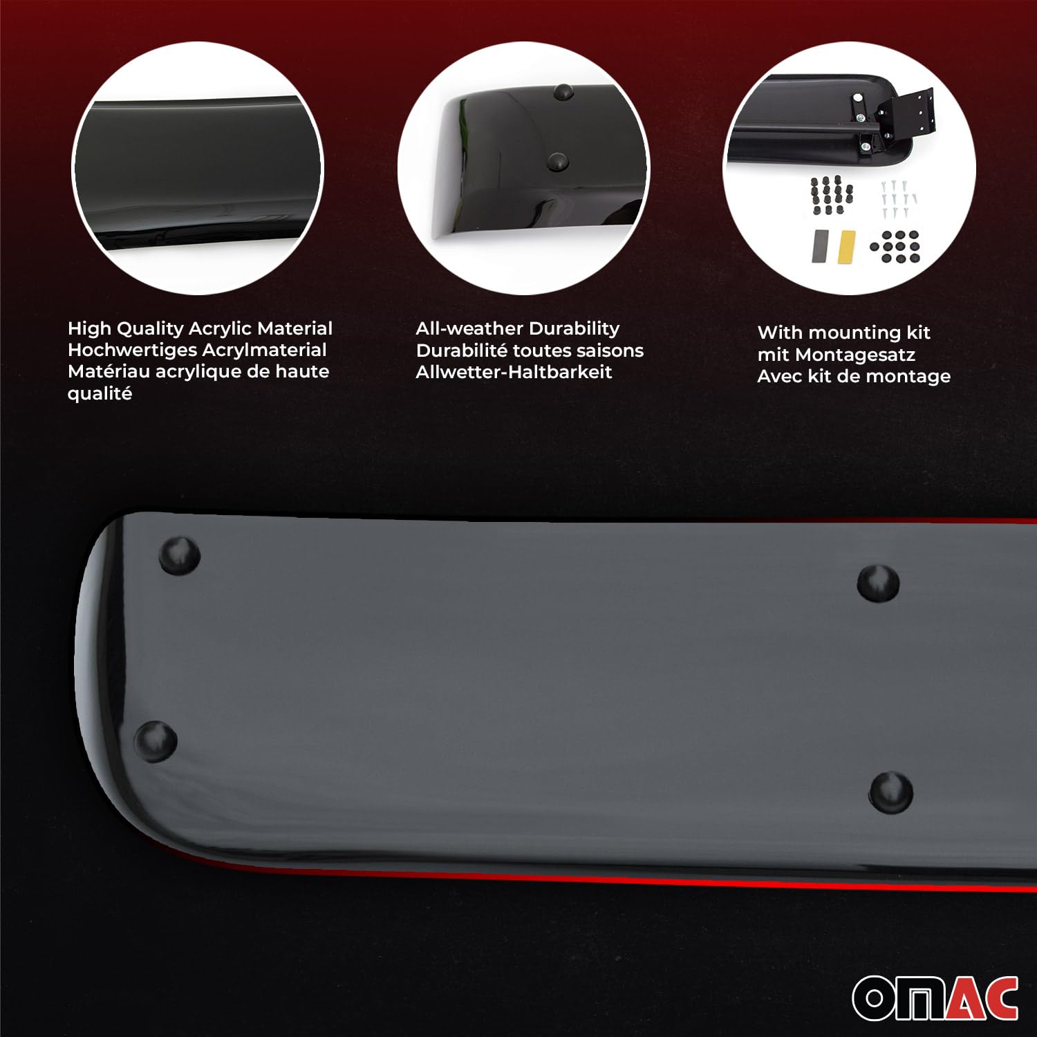 Omac Front Windshield Sun Visor Protector For Dodge Sprinter 2003-2006 Black Smoke
