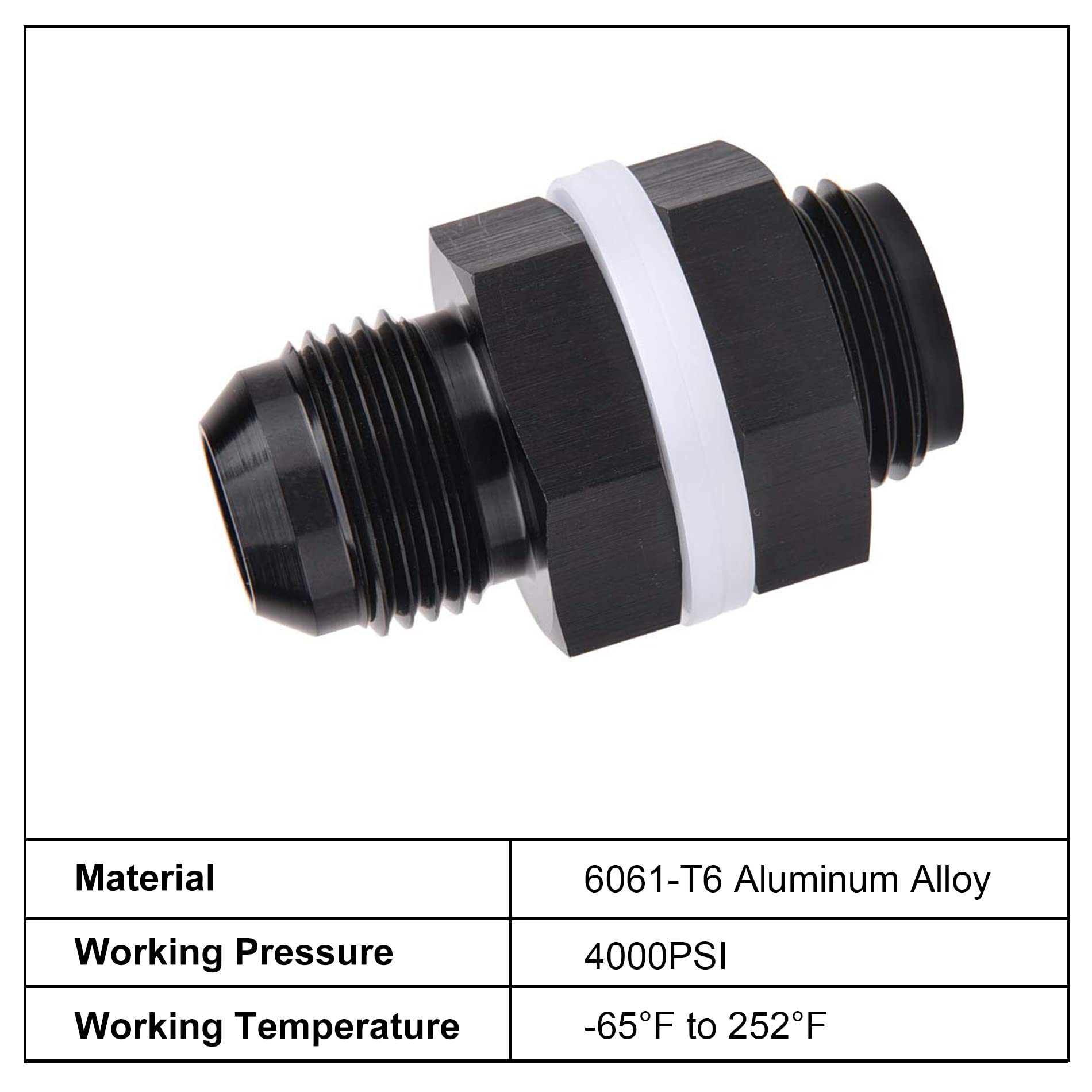 Evil Energy Male 6An Bulkhead Fuel Cell Fitting Adapter Aluminum Straight